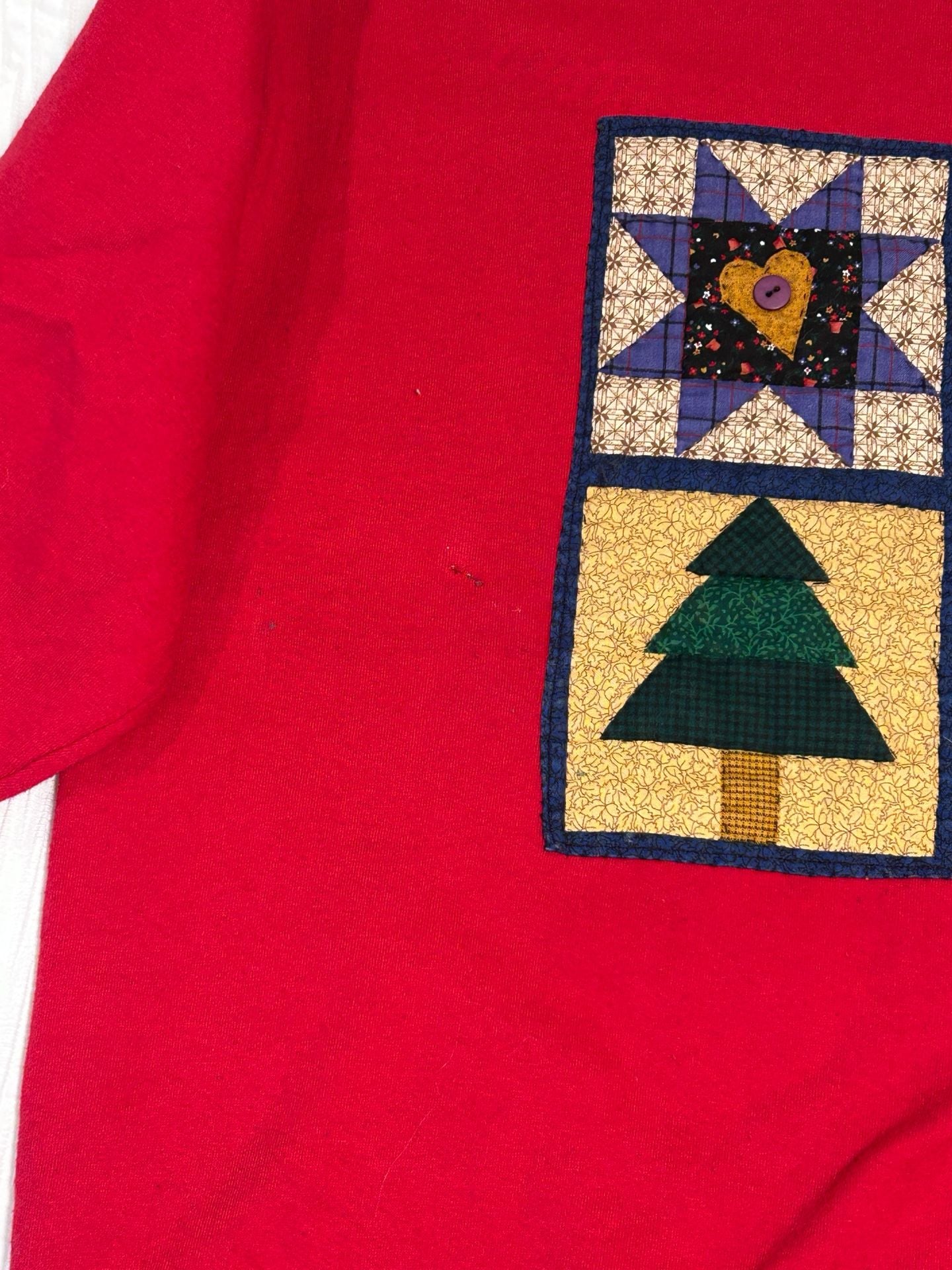Hanes HerWay Quilted Applique Sweatshirt Size XL Red 8