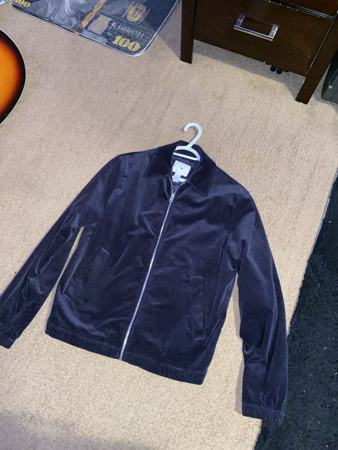 H&M Corduroy Jacket Size S Black Full Zip 2