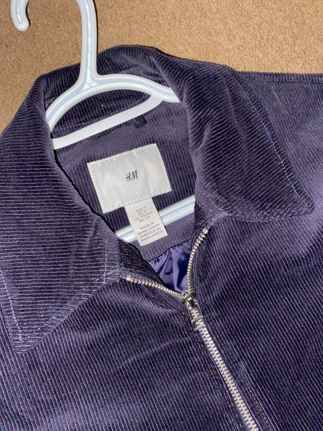 H&M Corduroy Jacket Size S Black Full Zip 3