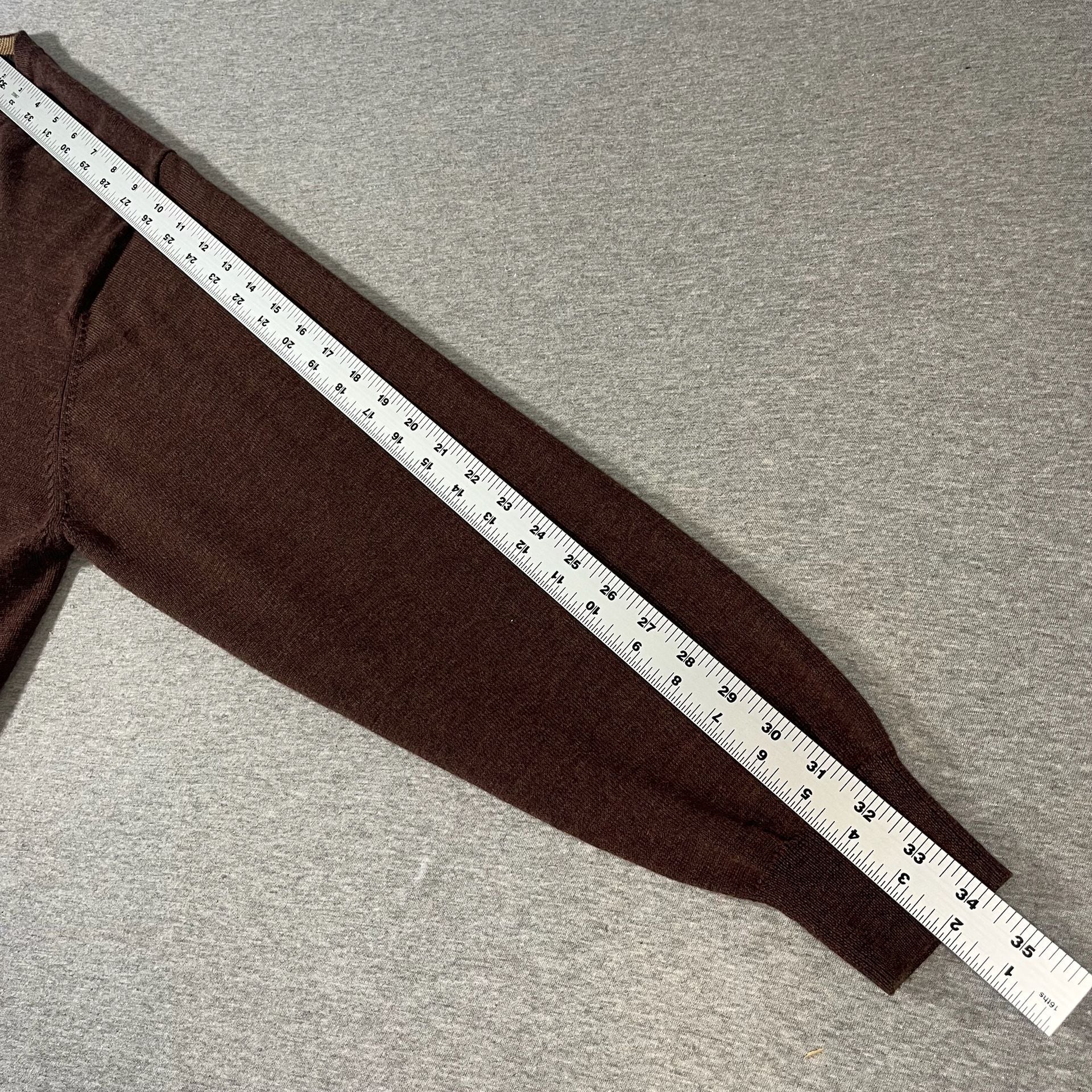 Jos A Bank Brown V-Neck Merino Wool Sweater Men’s Size L 5