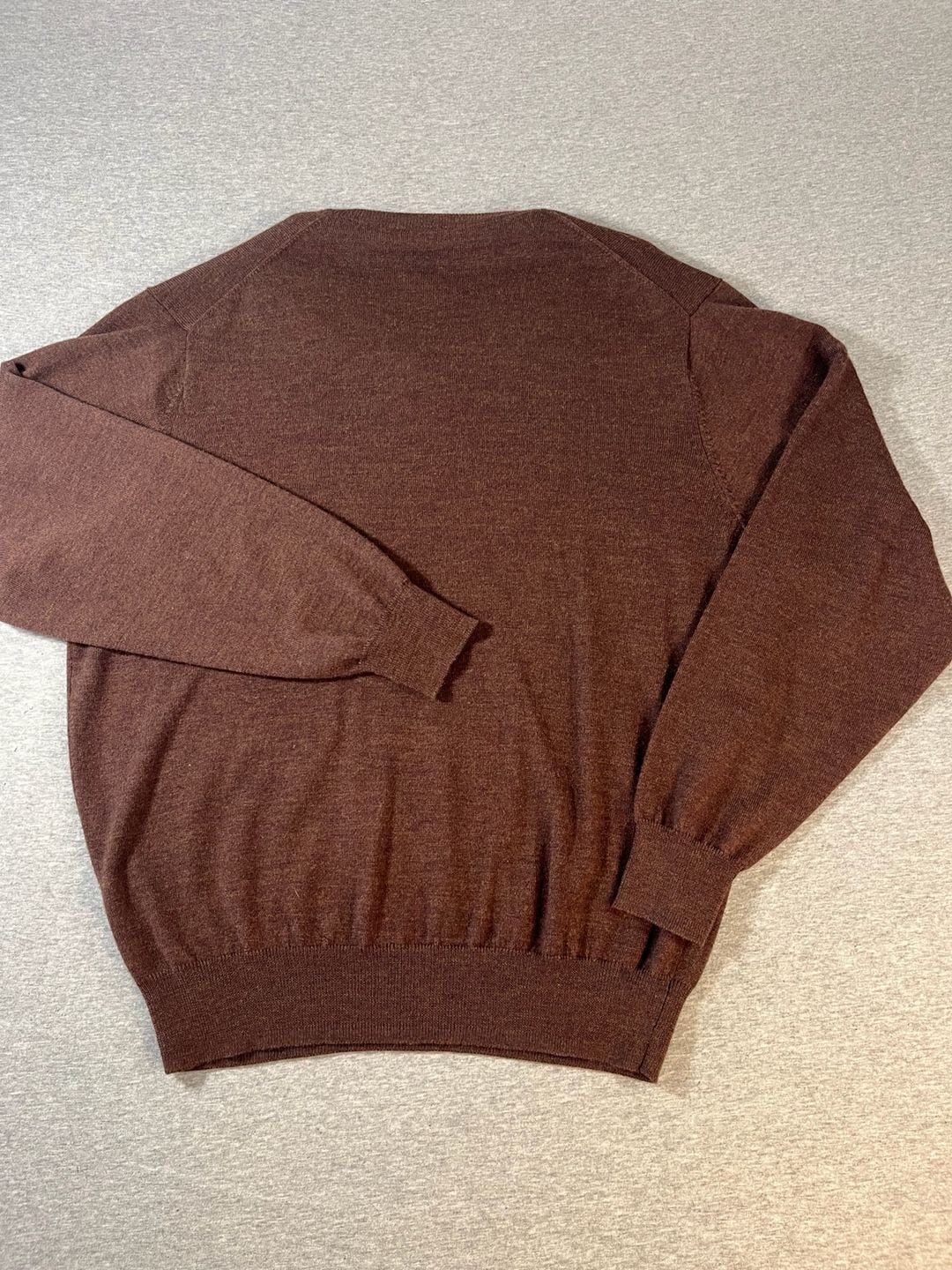 Jos A Bank Brown V-Neck Merino Wool Sweater Men’s Size L 6