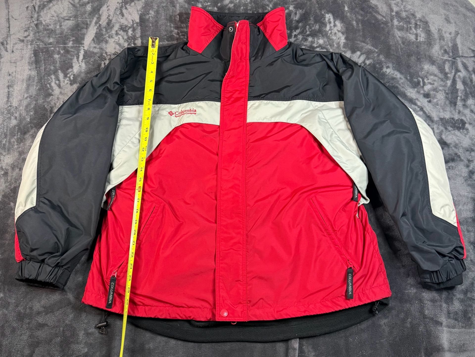 Columbia Core Interchange Jacket Size XL Red Black Colorblock#169 1