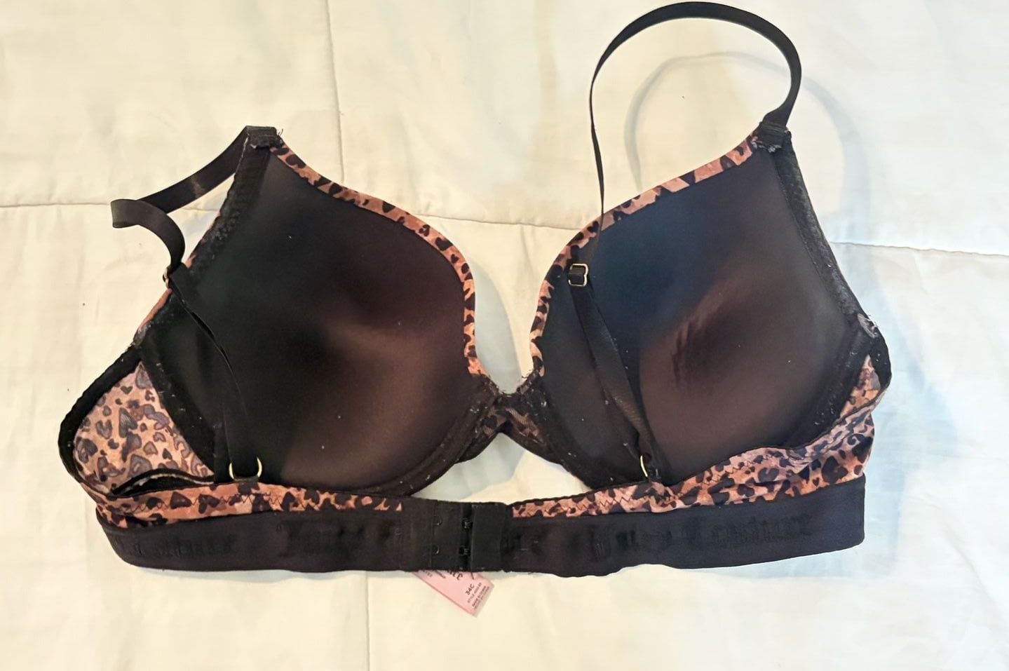Juicy Couture Y2K Animal Print Bra Size 34C Leopard Intimates Lingerie Boudoir 5