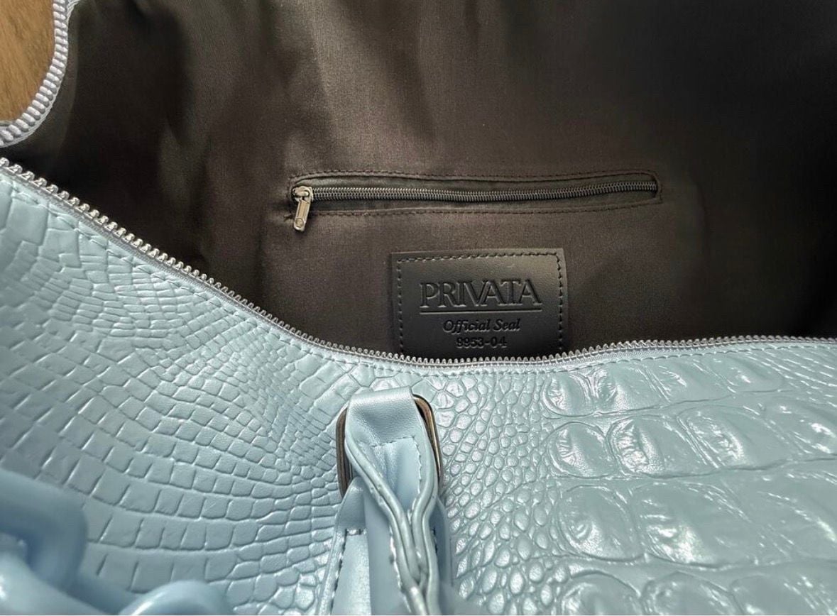 New Privata Celeste Croco Holdall Croc-Embossed
Weekender Duffle Bag 10