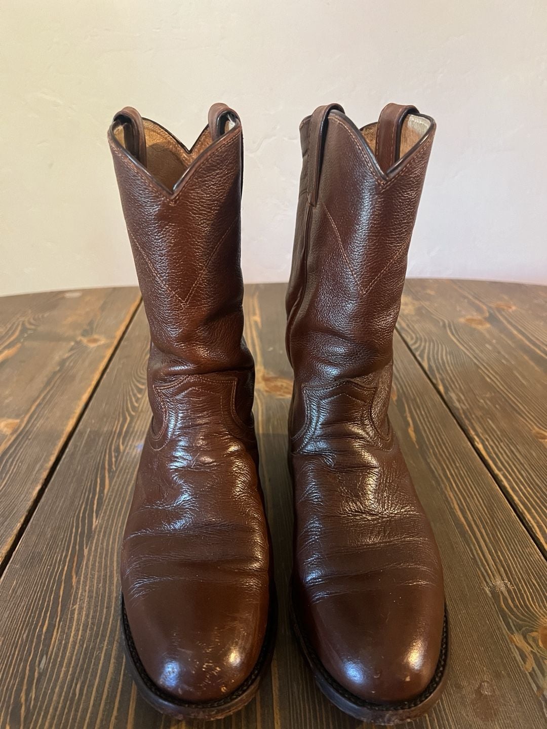 Justin Western Boots Brown Leather Cowboy 6 1/2 2