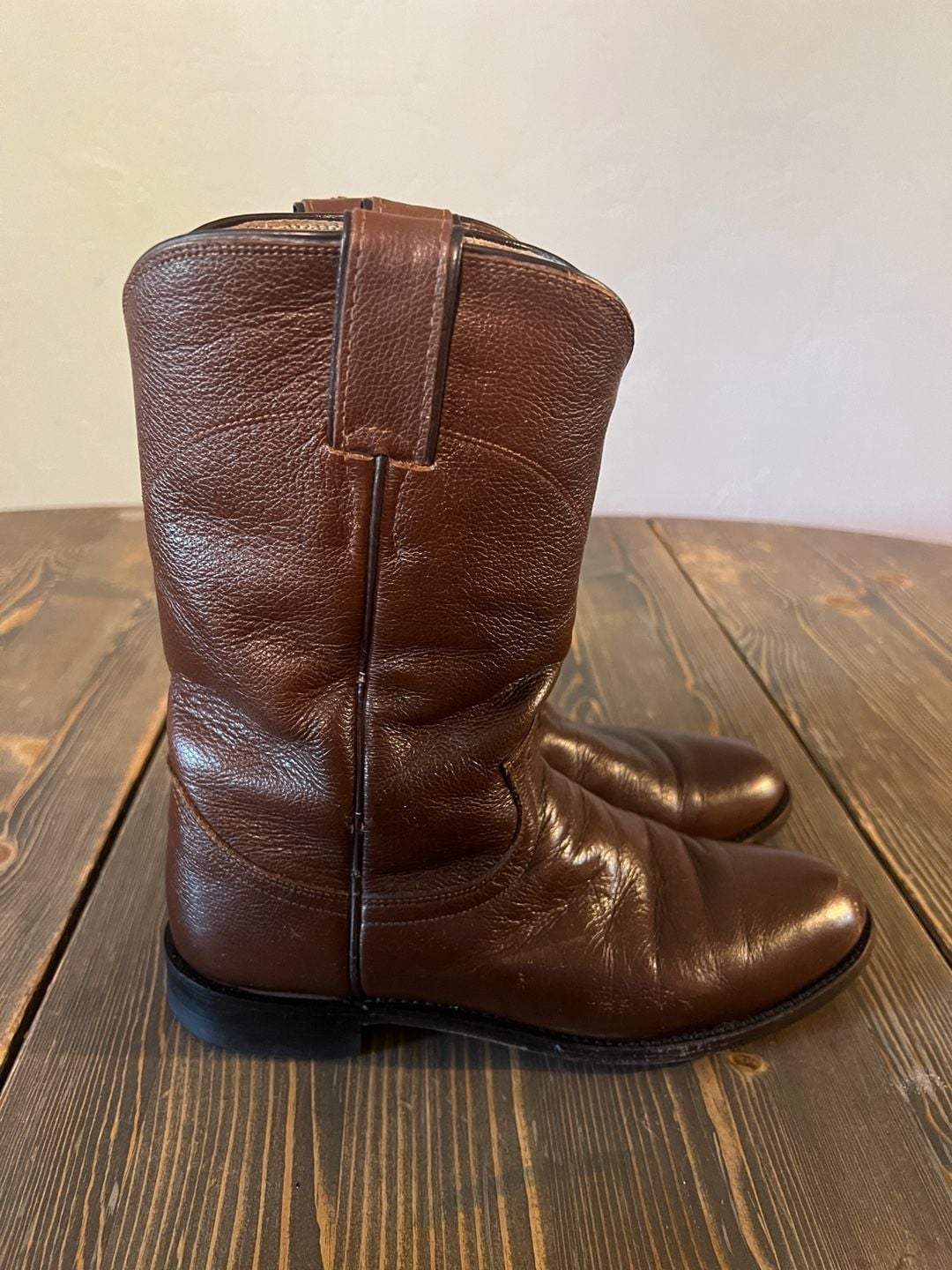 Justin Western Boots Brown Leather Cowboy 6 1/2 3