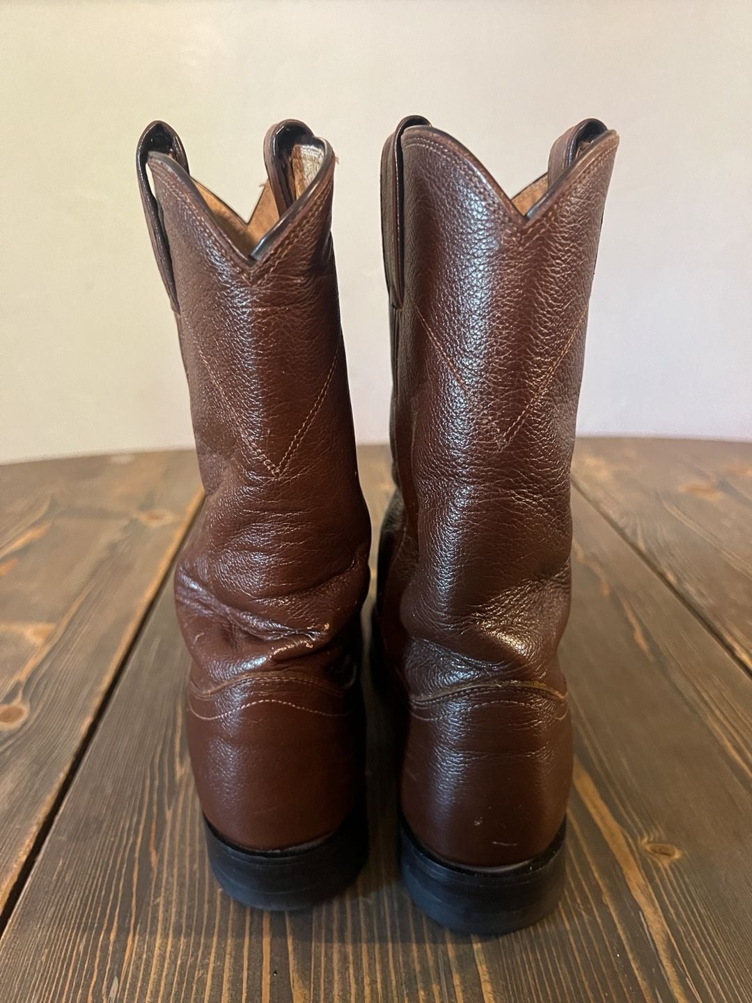 Justin Western Boots Brown Leather Cowboy 6 1/2 4