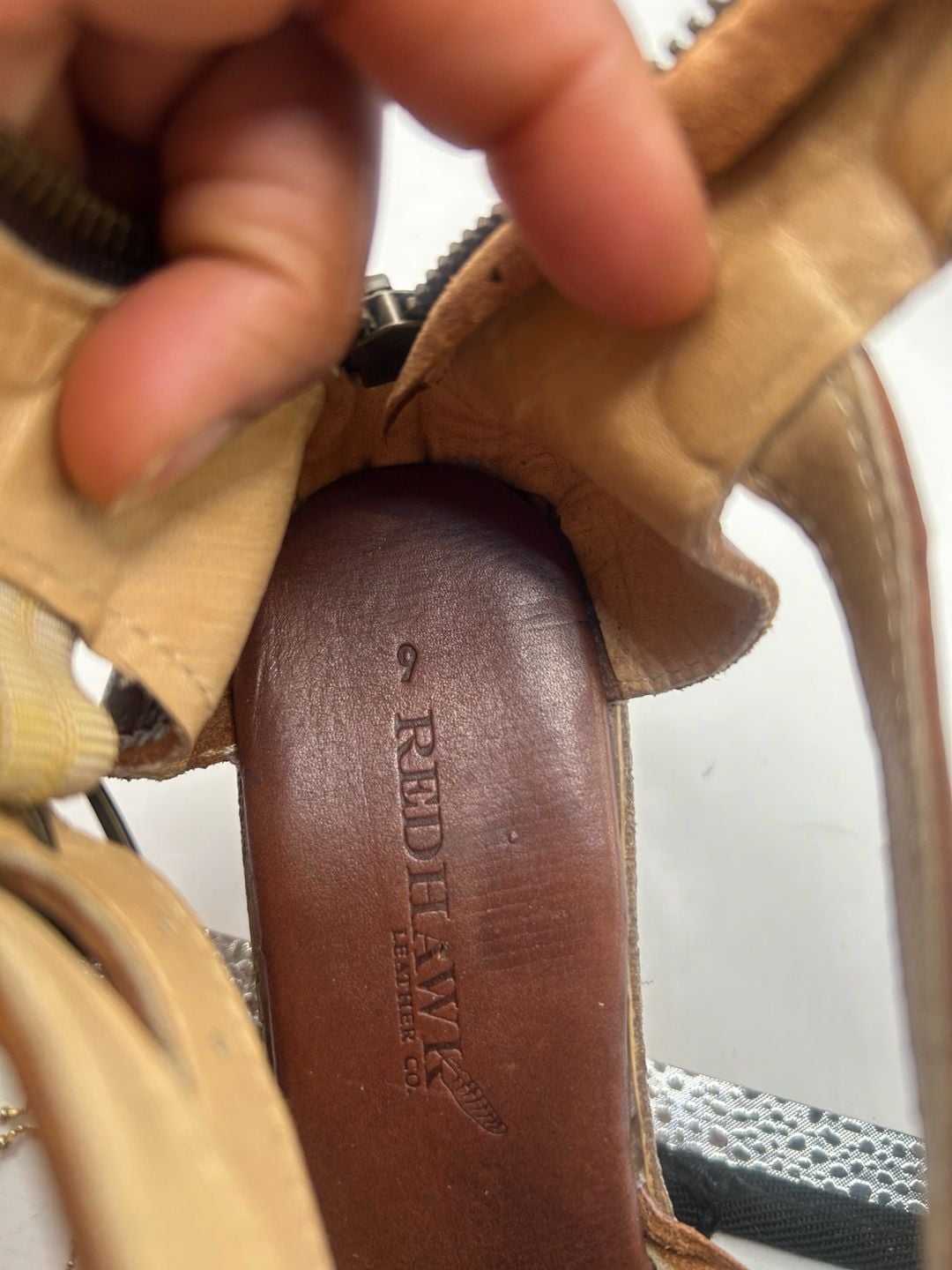 Redhawk Leather Co. Wedge Sandals Size 9 Brown Woven Leather 7