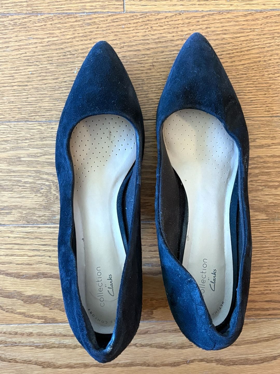 Clarks Shondrah Ruby Black Suede Block Heel Pumps Size 8 2