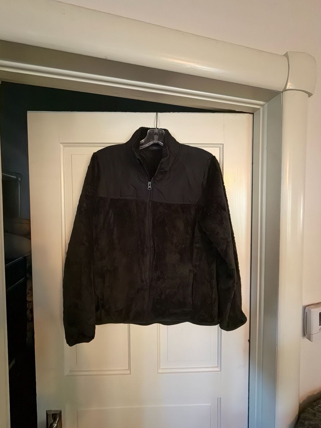 Emily B Teddy Bear Jacket Size L Black Fleece Full Zip 2