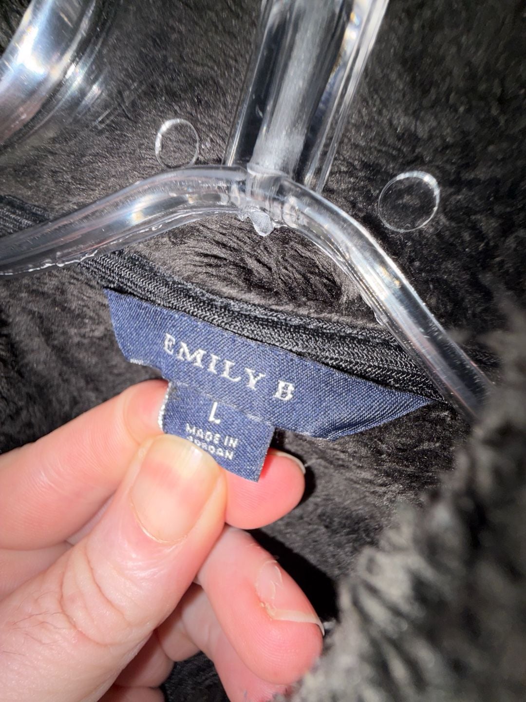 Emily B Teddy Bear Jacket Size L Black Fleece Full Zip 3