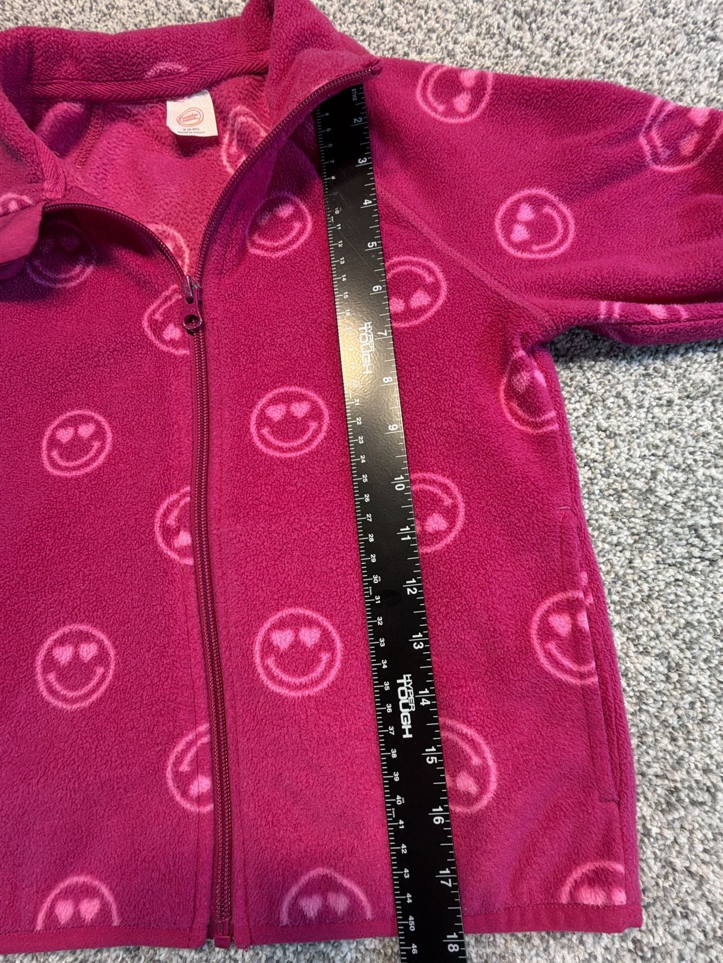 Wonder Nation Soft fleece Girls Full Zip Jacket Sz S 6-6X Hot Pink Smiley Faces 7