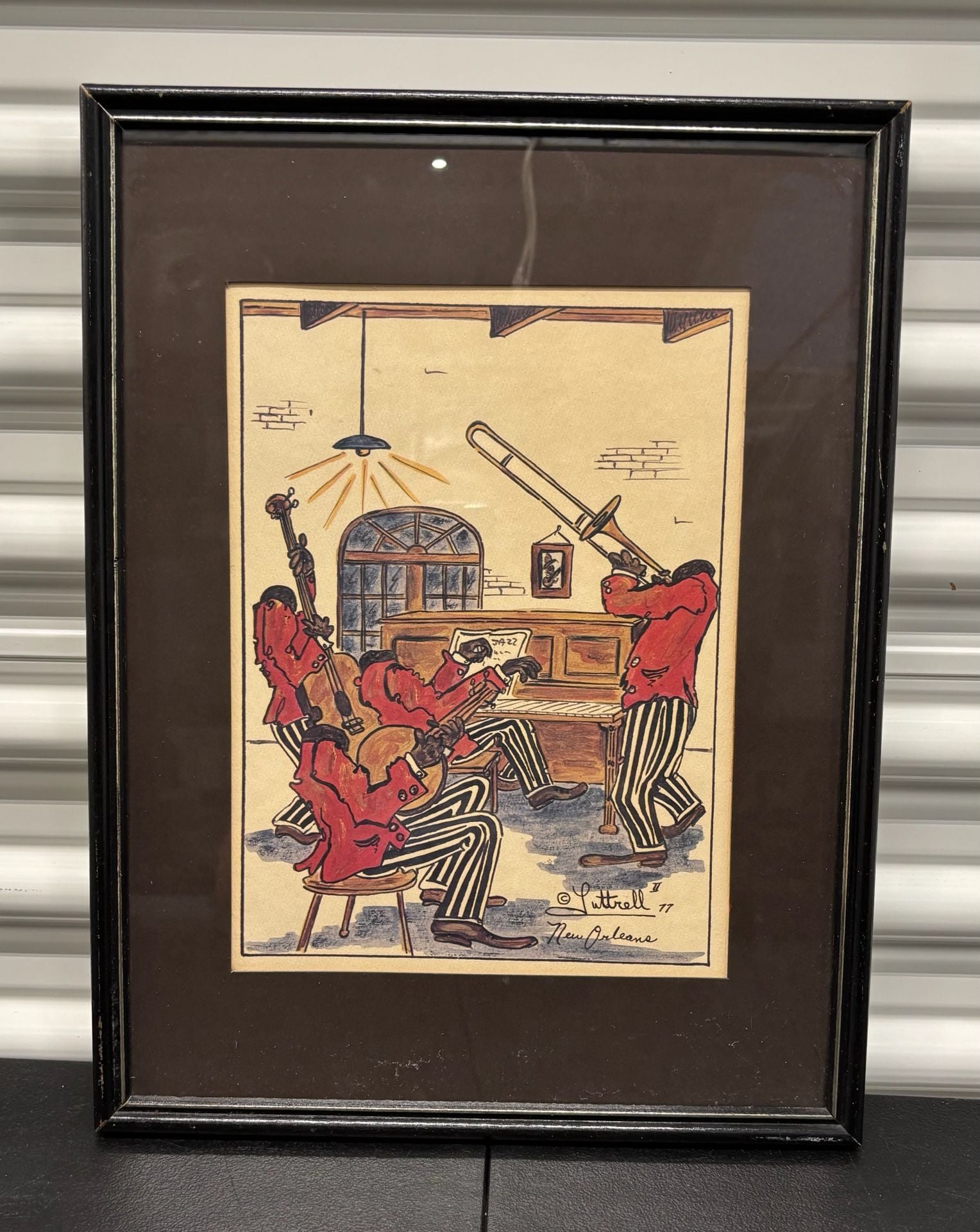 Vtg 1977 Luttrell II New Orleans Jazz Band Framed Art Print 1