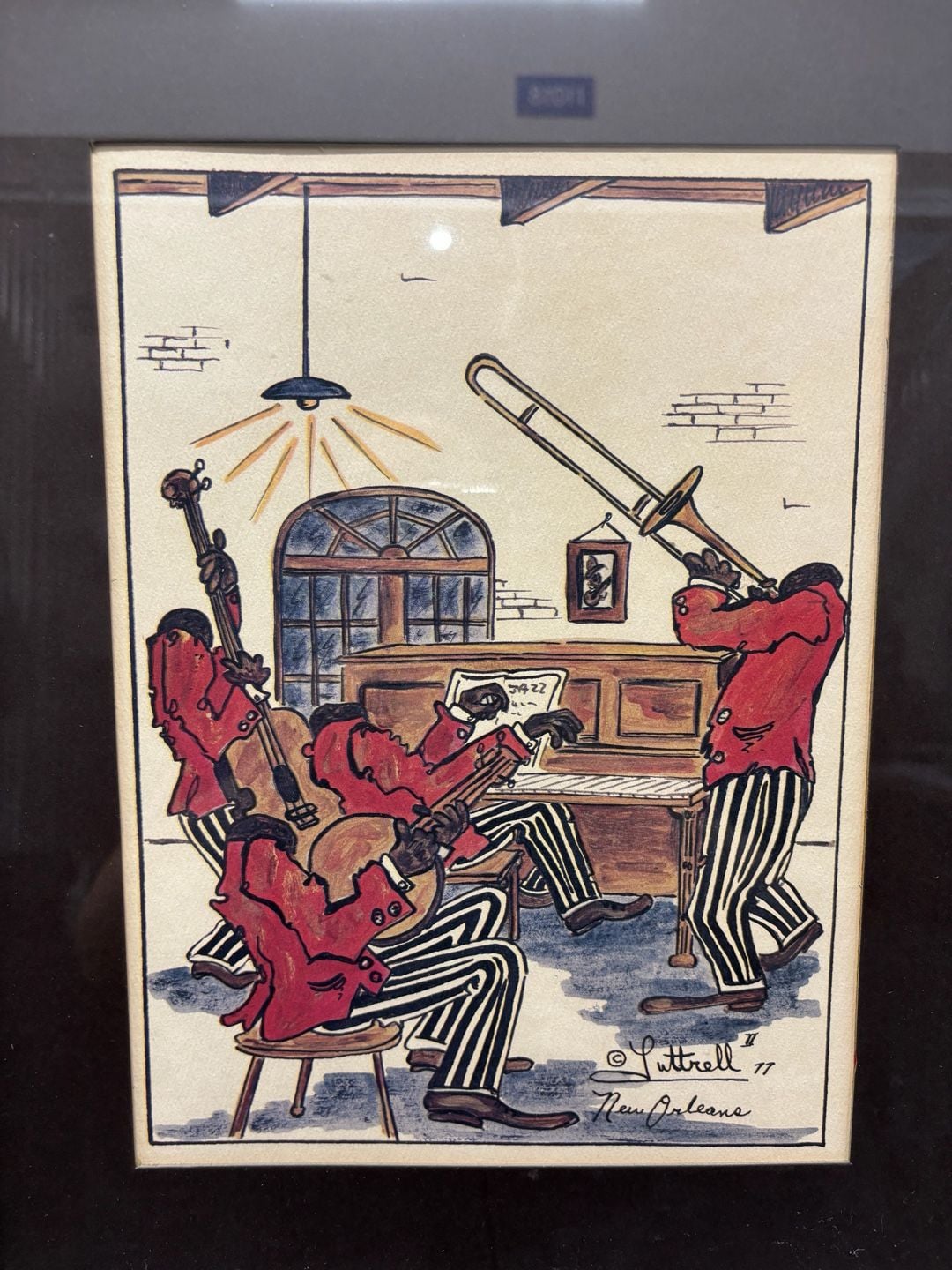 Vtg 1977 Luttrell II New Orleans Jazz Band Framed Art Print 2