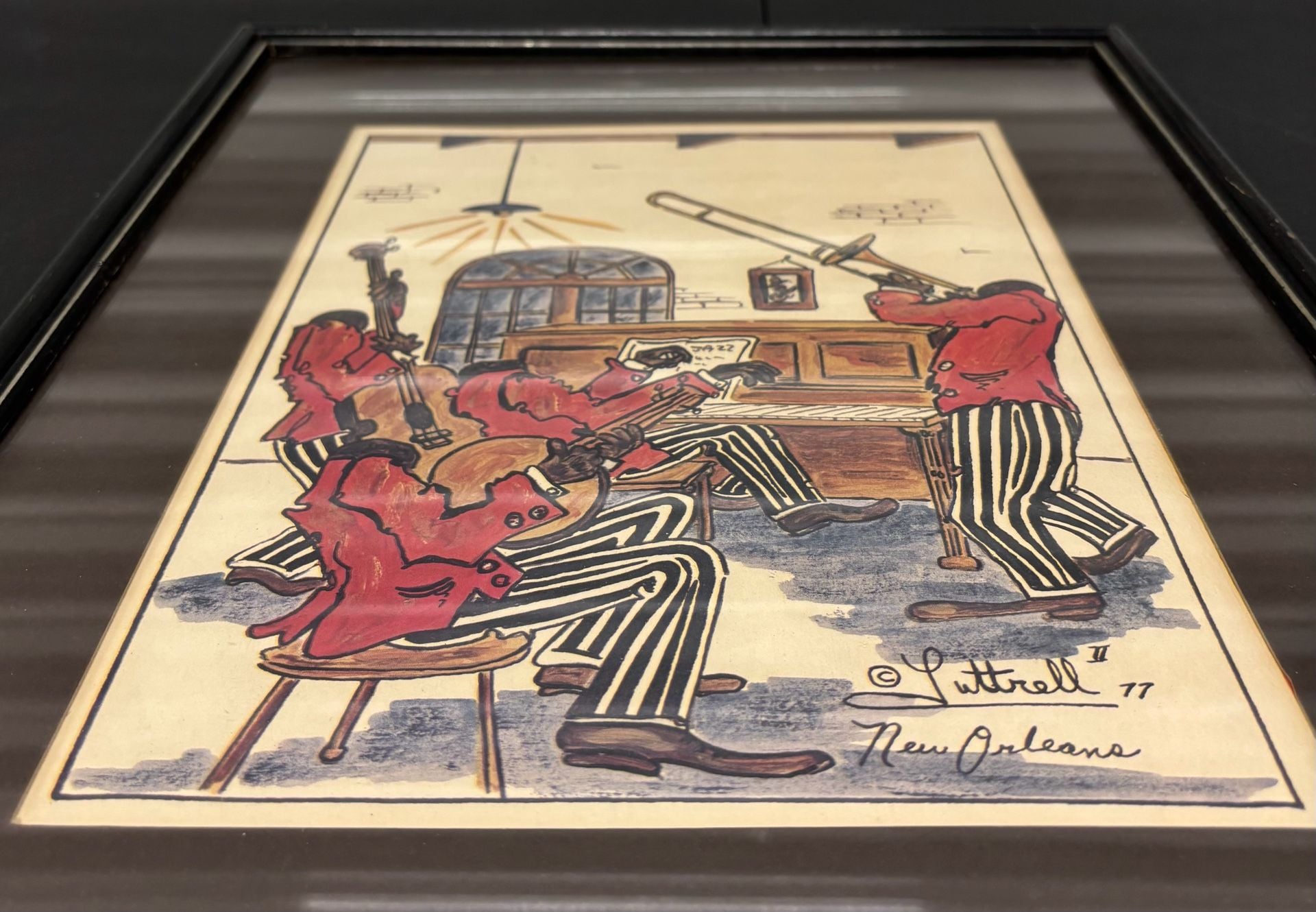 Vtg 1977 Luttrell II New Orleans Jazz Band Framed Art Print 4