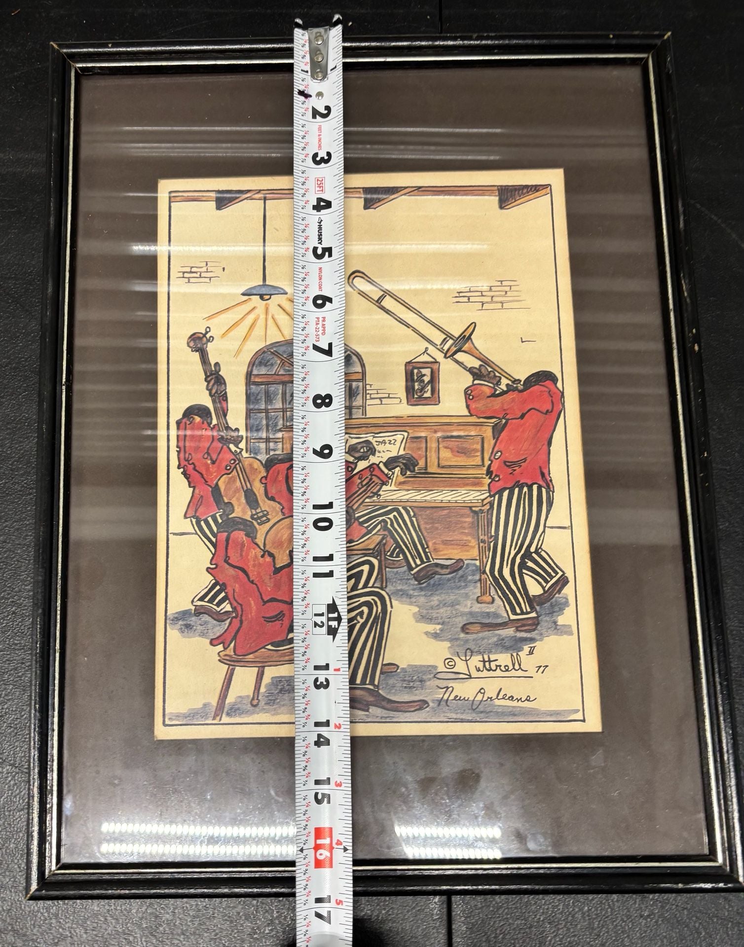 Vtg 1977 Luttrell II New Orleans Jazz Band Framed Art Print 7
