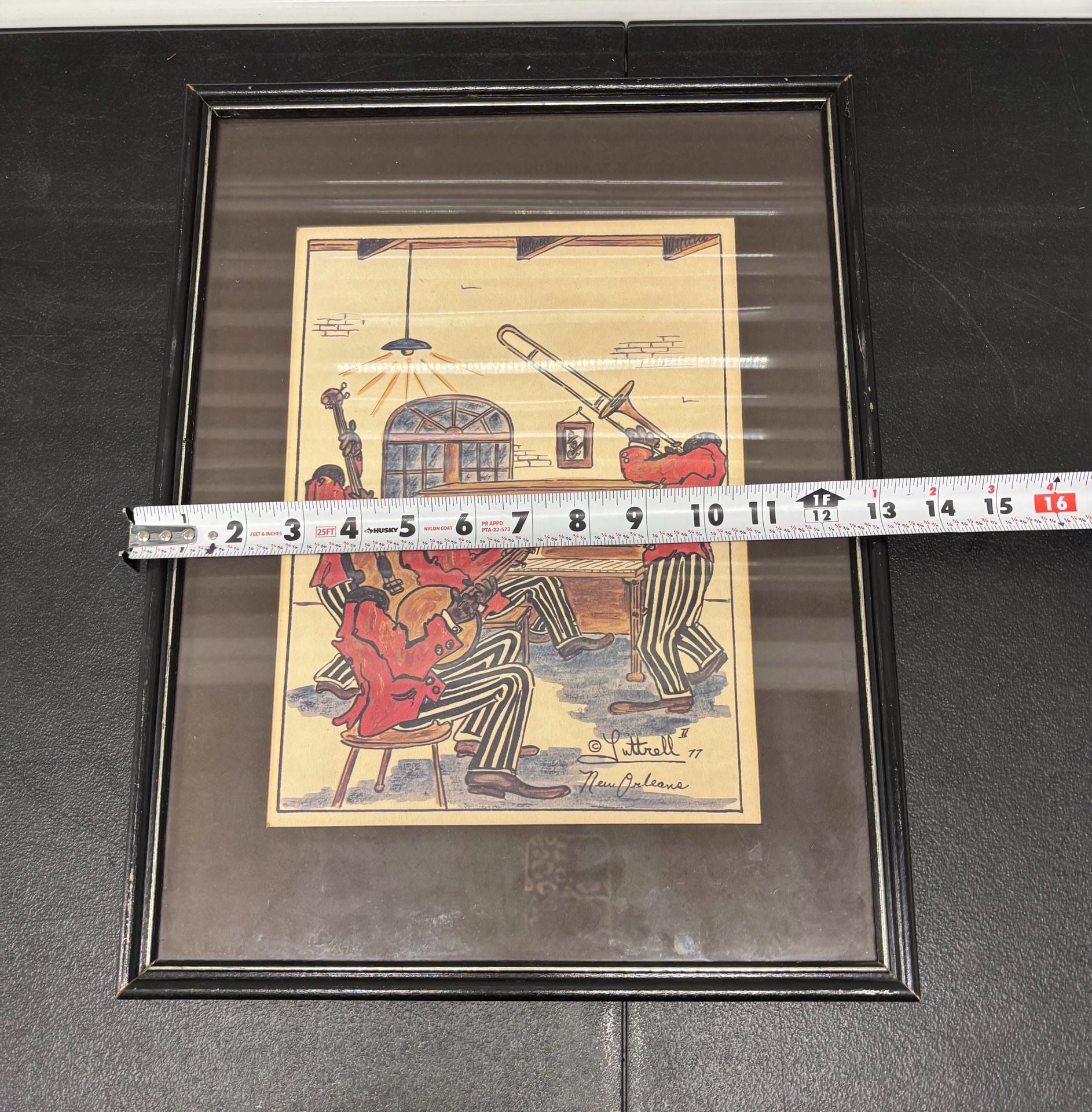 Vtg 1977 Luttrell II New Orleans Jazz Band Framed Art Print 8