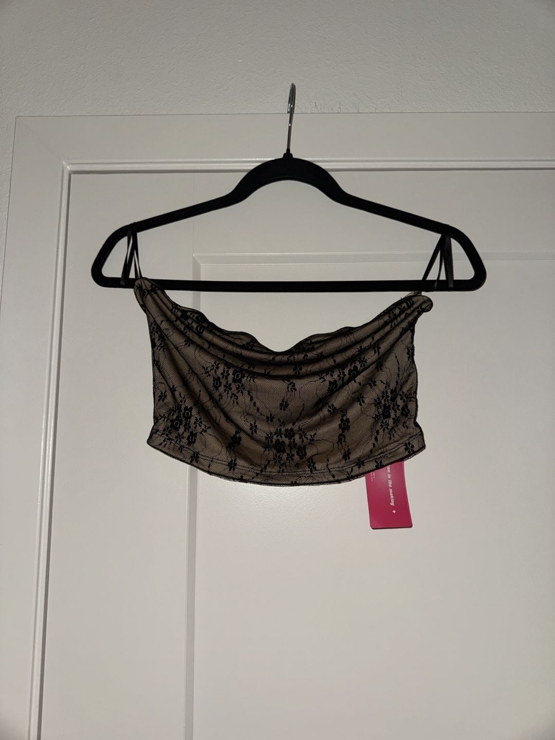 SHEIN ICON Floral Lace Overlay Tube Top 2