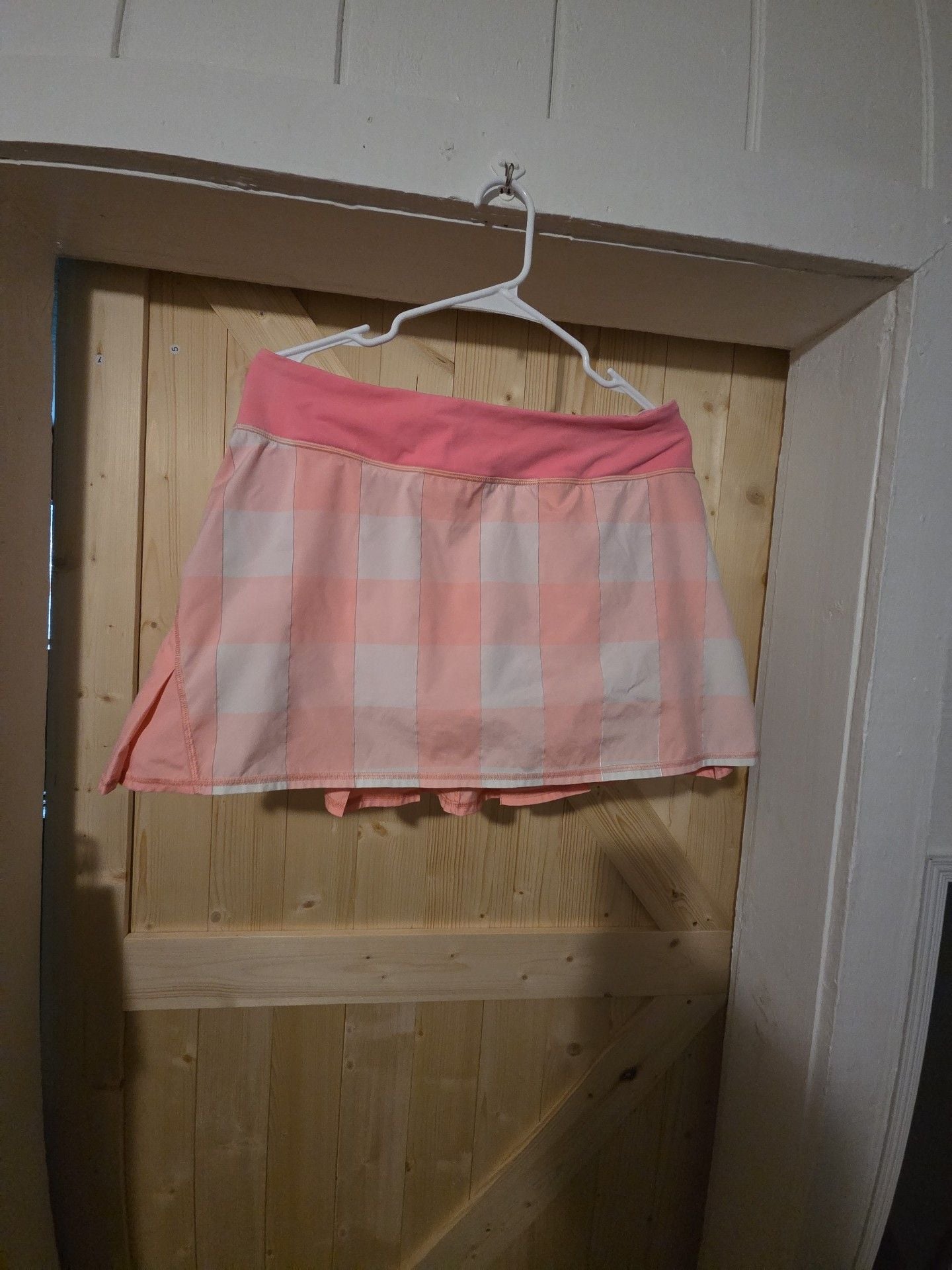 Lululemon Pace Setter Skirt Pink Plaid Skort 2