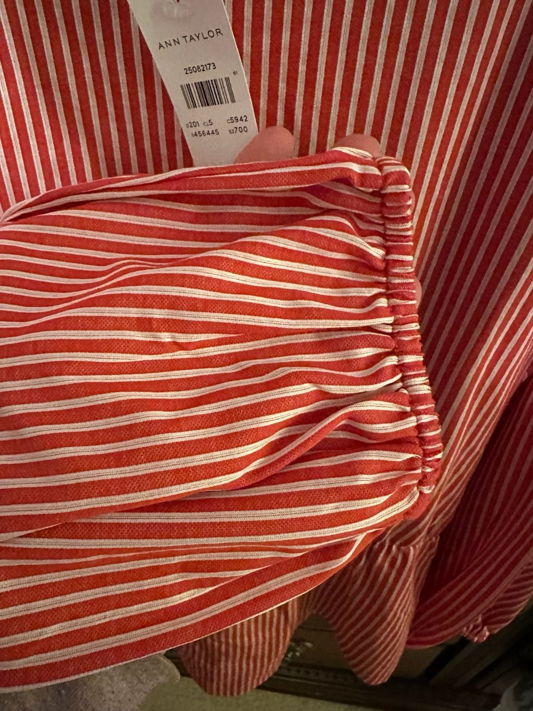 Ann Taylor Striped Blouse Size M Red White Tie Waist NWT 6