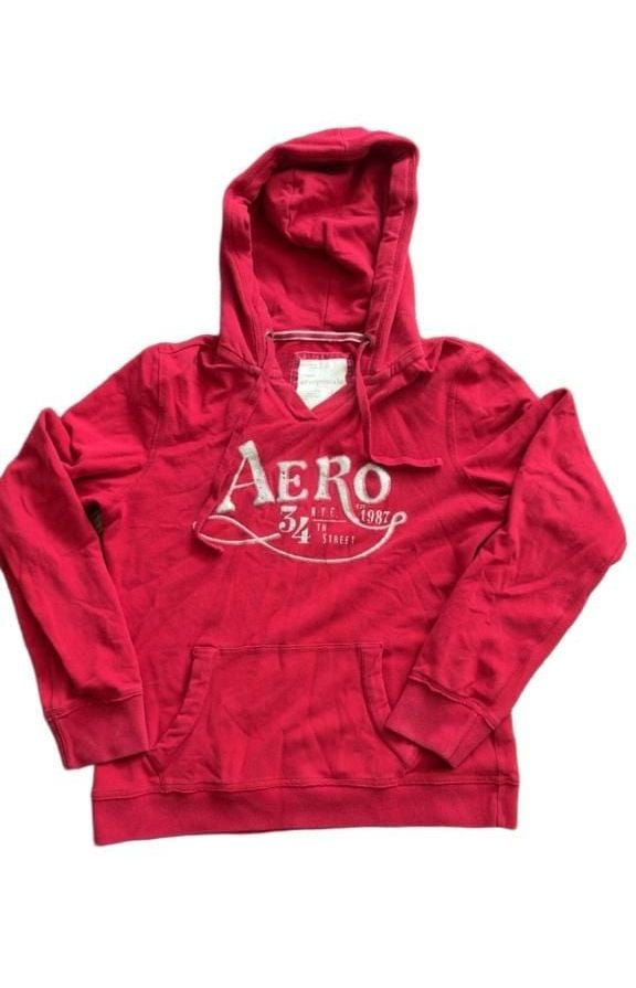 Y2K Aeropostale Hoodie Sweatshirt Size L Red Sequin Aero 34th Street 2