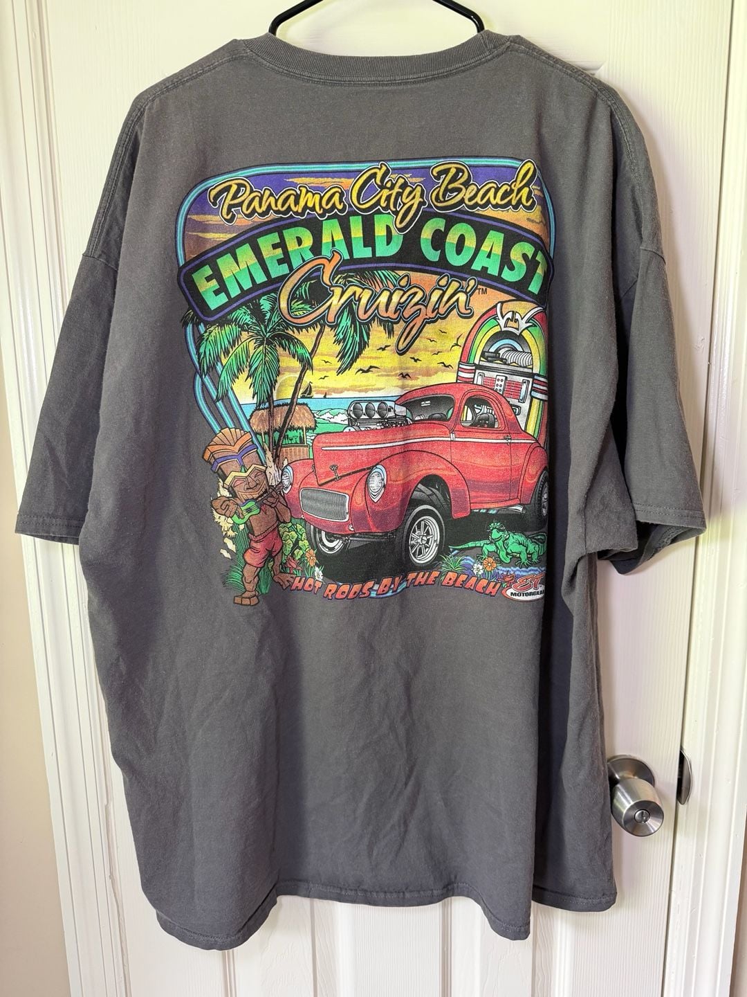 Vintage Style Emerald Coast Cruizin Panama City Beach Hot Rods Graphic Tee 10
