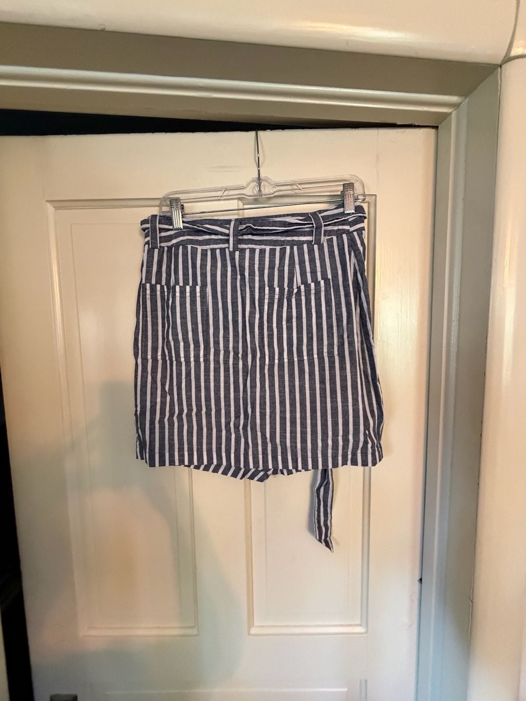 Just Living Striped Skirt Size S Blue White Tie Front 7