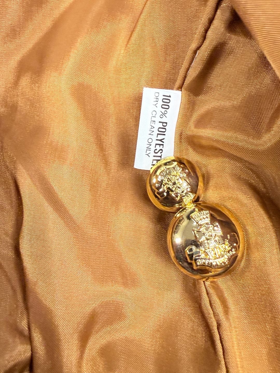 Women’s Italano Quilted Velvet Bomber Jacket Size M Camel Gold Buttons 6