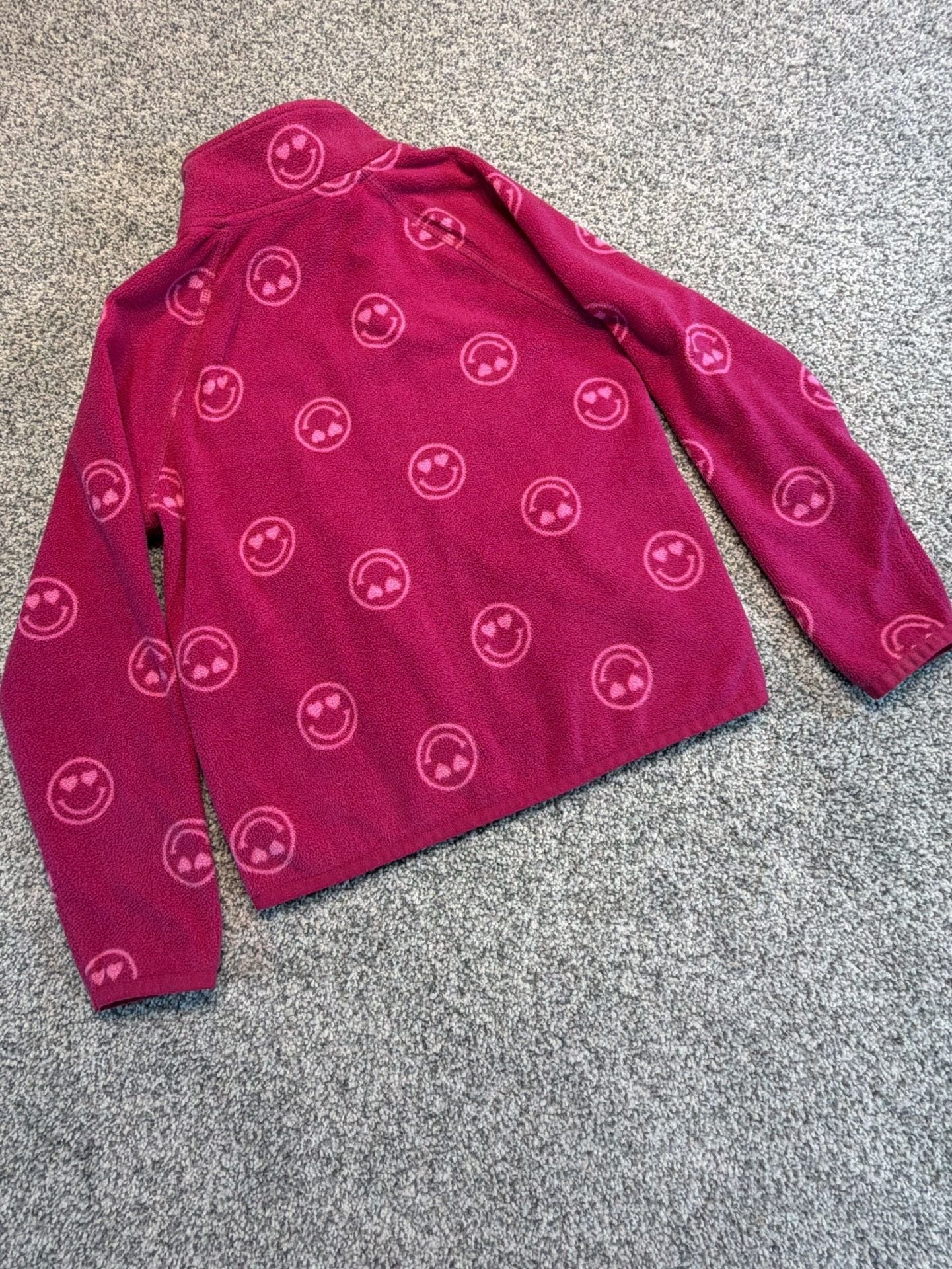 Wonder Nation Soft fleece Girls Full Zip Jacket Sz S 6-6X Hot Pink Smiley Faces 9