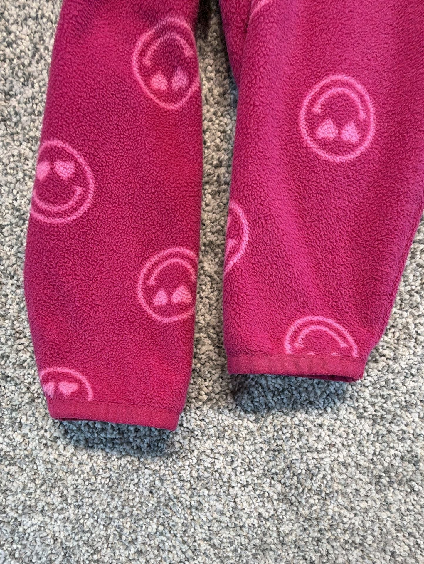 Wonder Nation Soft fleece Girls Full Zip Jacket Sz S 6-6X Hot Pink Smiley Faces 10