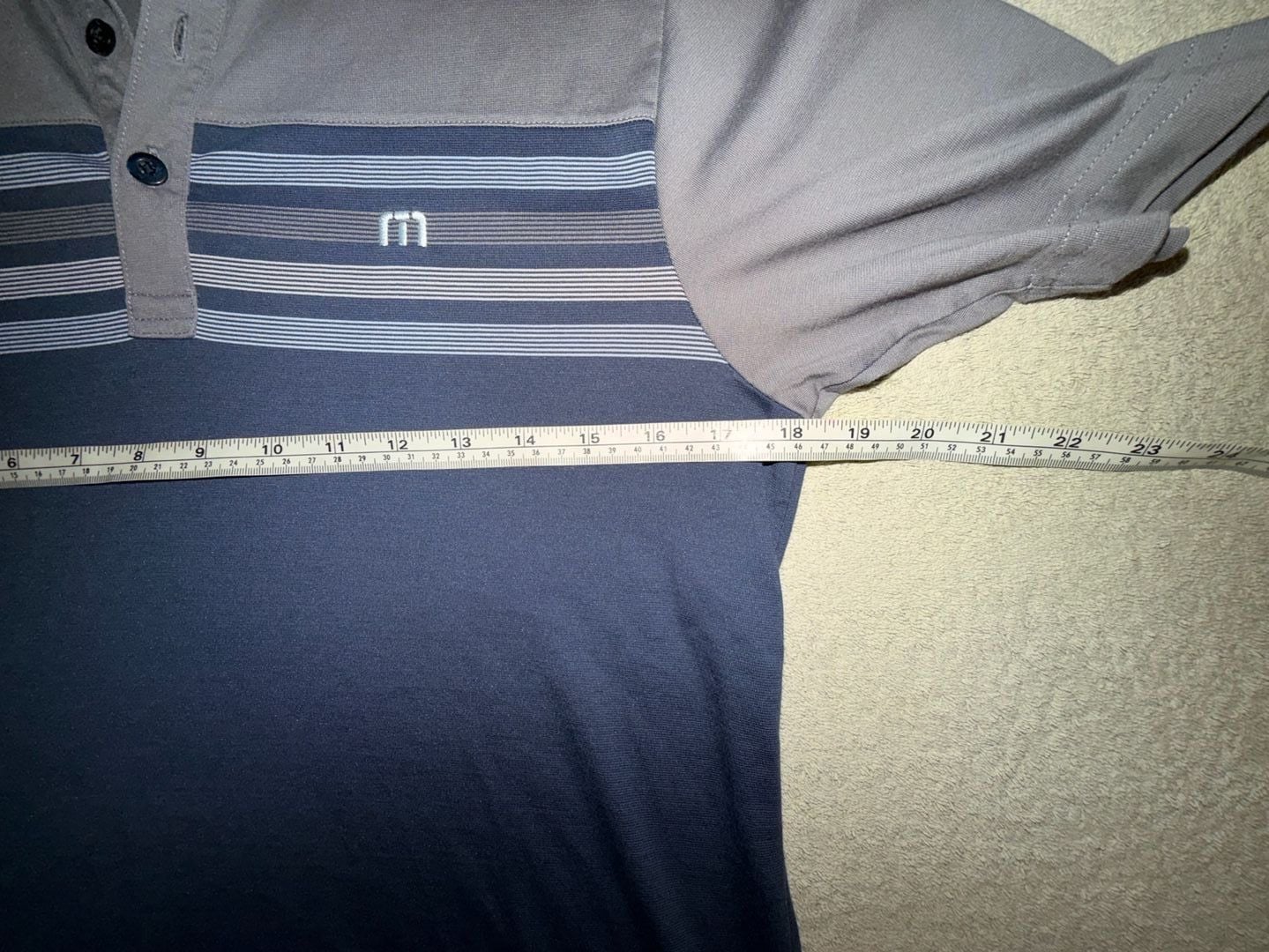 TravisMathew Striped Golf Polo Shirt Size S Gray Blue Short Sleeve 6