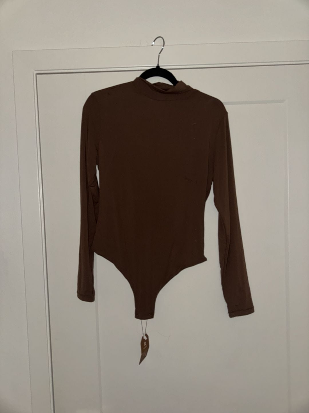 REORIA High Neck Long Sleeve Bodysuit Size XL Brown 2