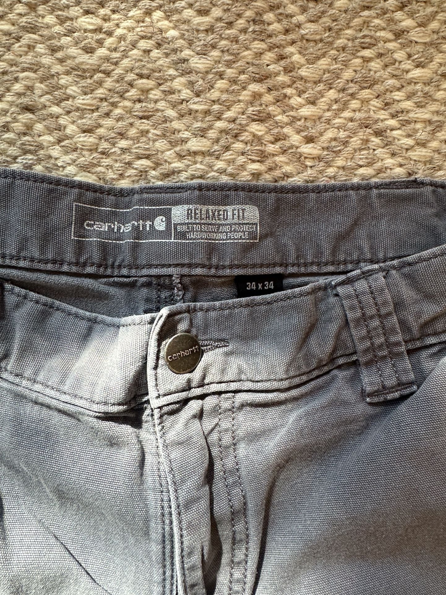 Carhartt Relaxed Fit Utility Pants Size 34x34 Gray Canvas Workwear 3