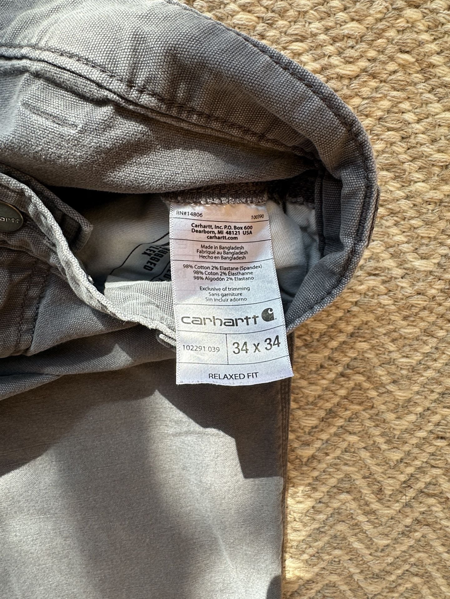 Carhartt Relaxed Fit Utility Pants Size 34x34 Gray Canvas Workwear 4