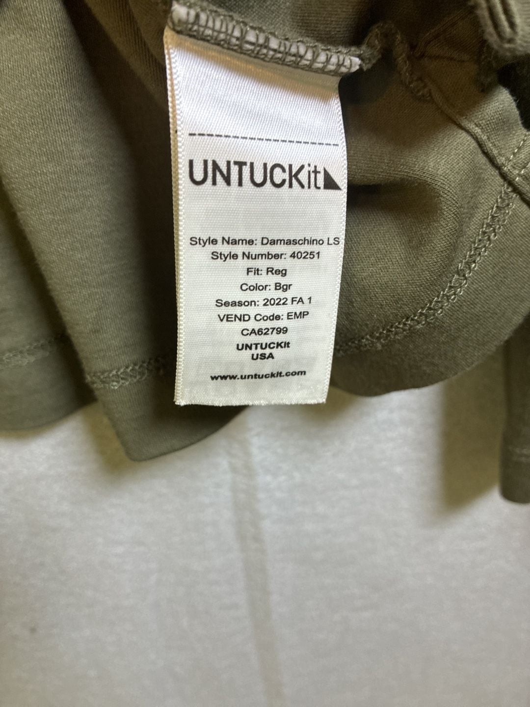 UNTUCKit Damaschino LS Long Sleeve Polo Size XX-Large Green Cotton 7