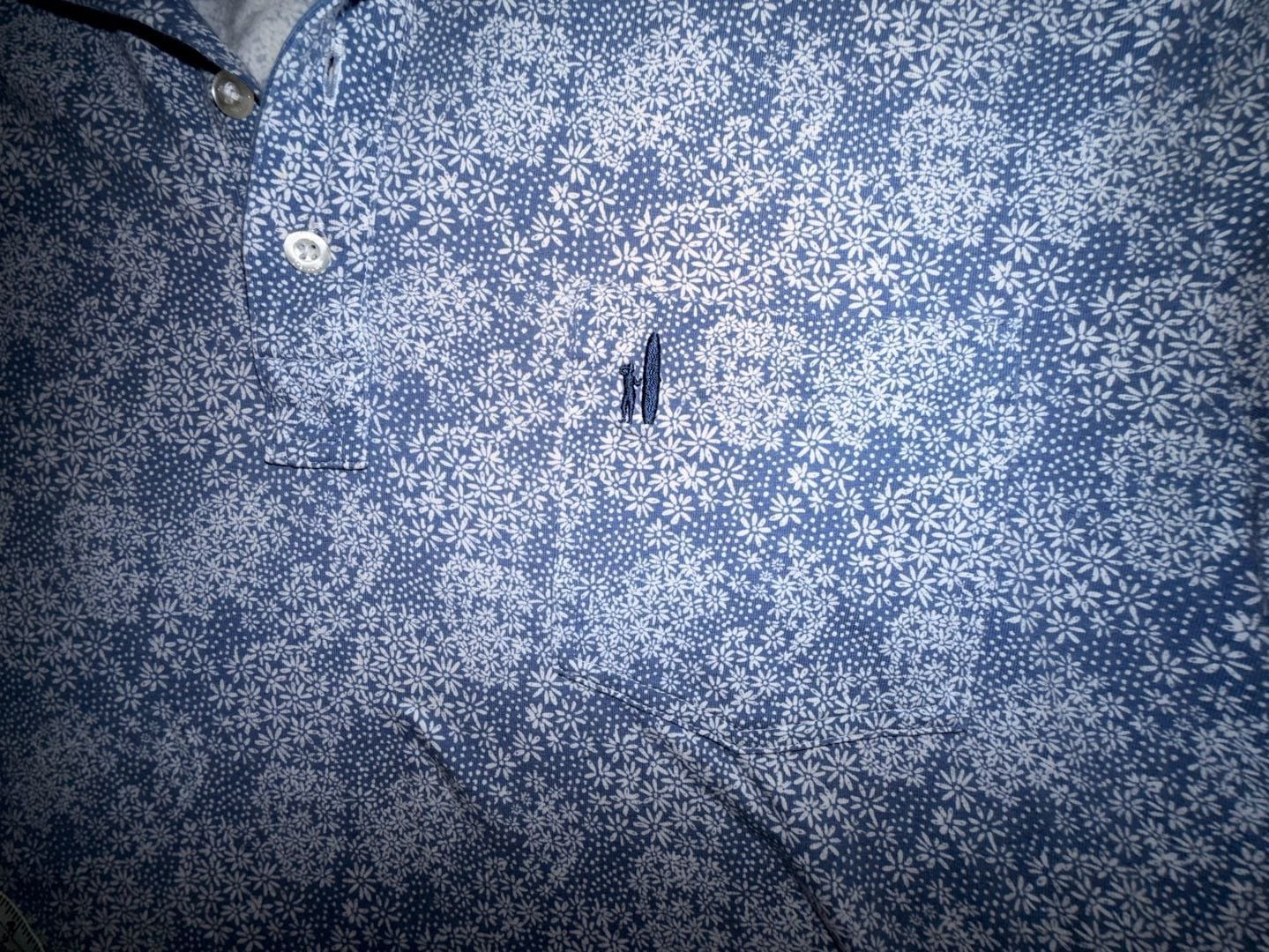 Johnnie-O Hangin' Out Floral Polo Size XL Blue White Cotton Blend 7