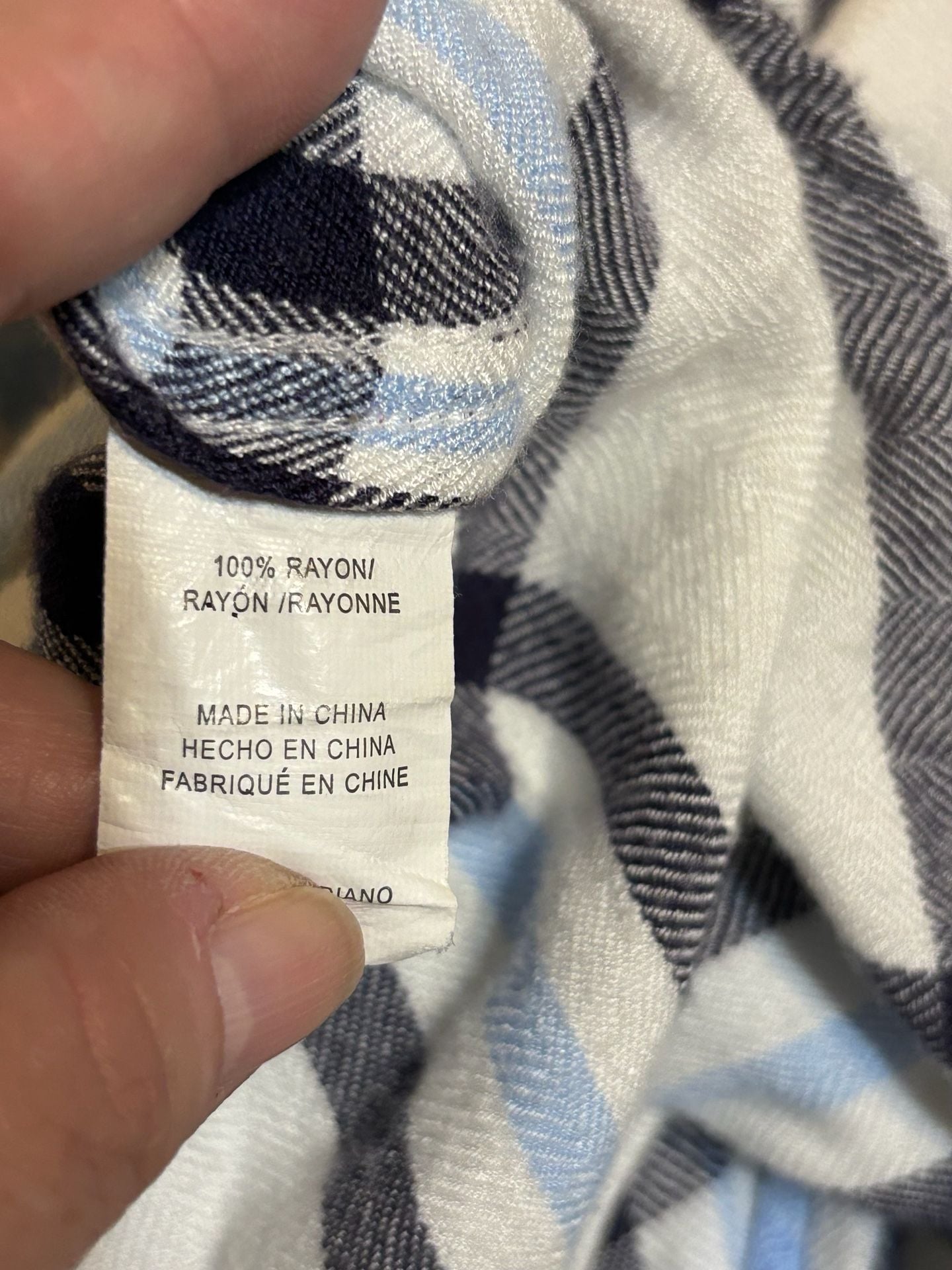 Rails Plaid Button Down Shirt Size M White Blue Rayon 4