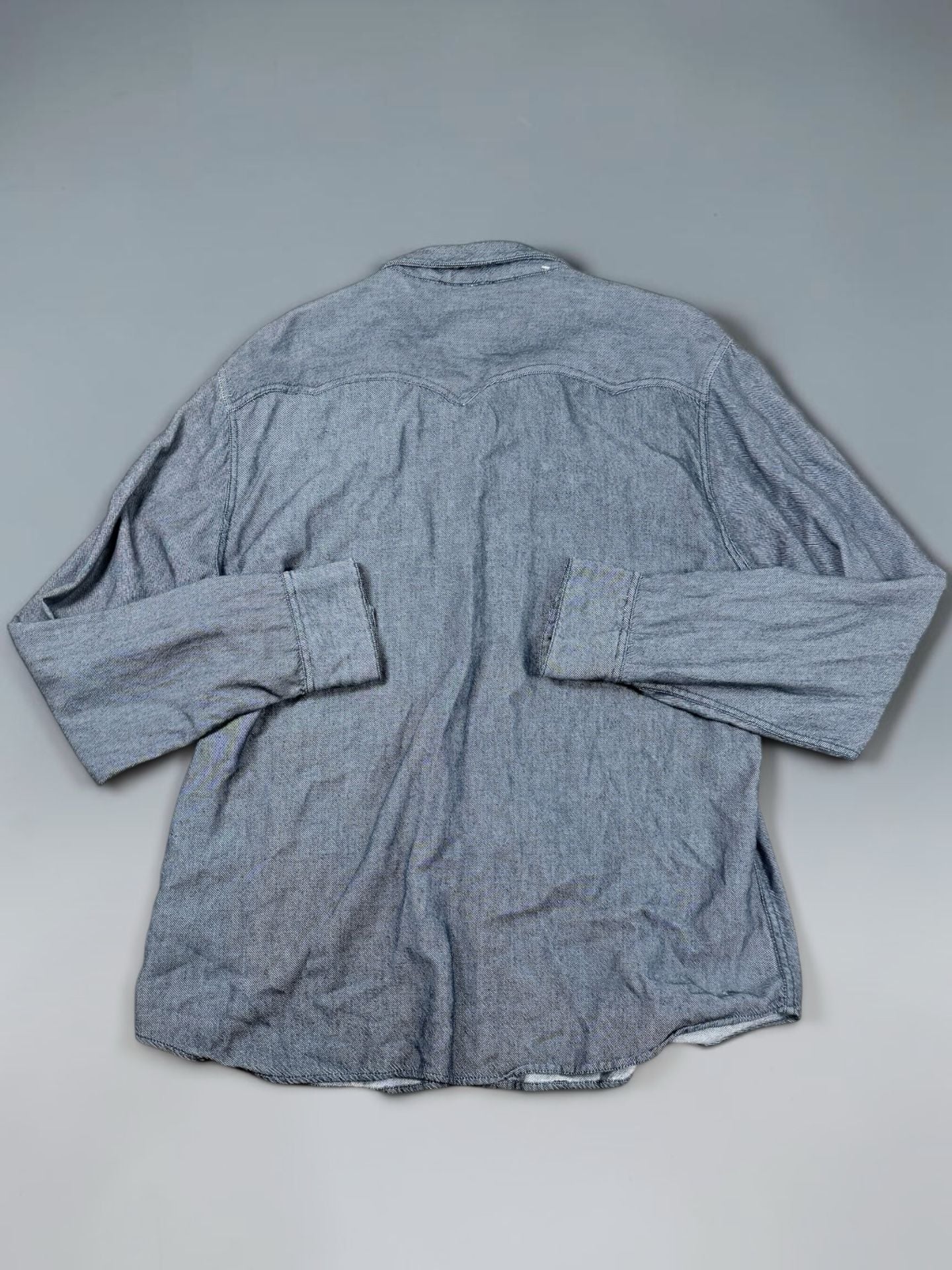 Men’s Levi's Long Sleeve Western Snap Shirt XXL Blue Chambray Cotton 7