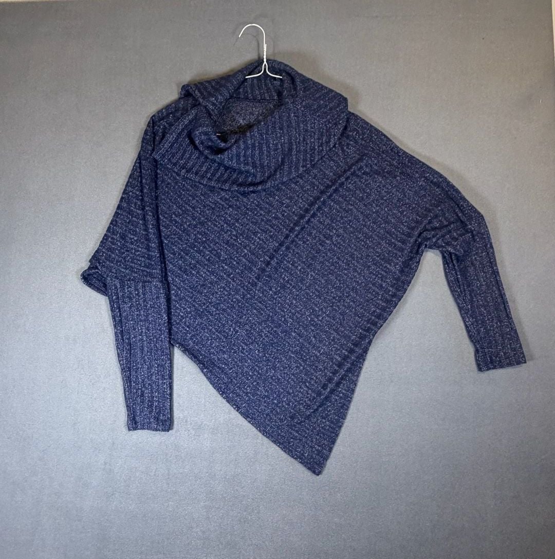 White House Black Market Cowl Neck Poncho Sweater Size XS/S Blue 3