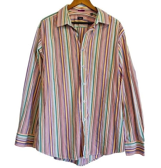 Paul Smith London Multi Stripe Long Sleeve Button Down Shirt Size 17 2