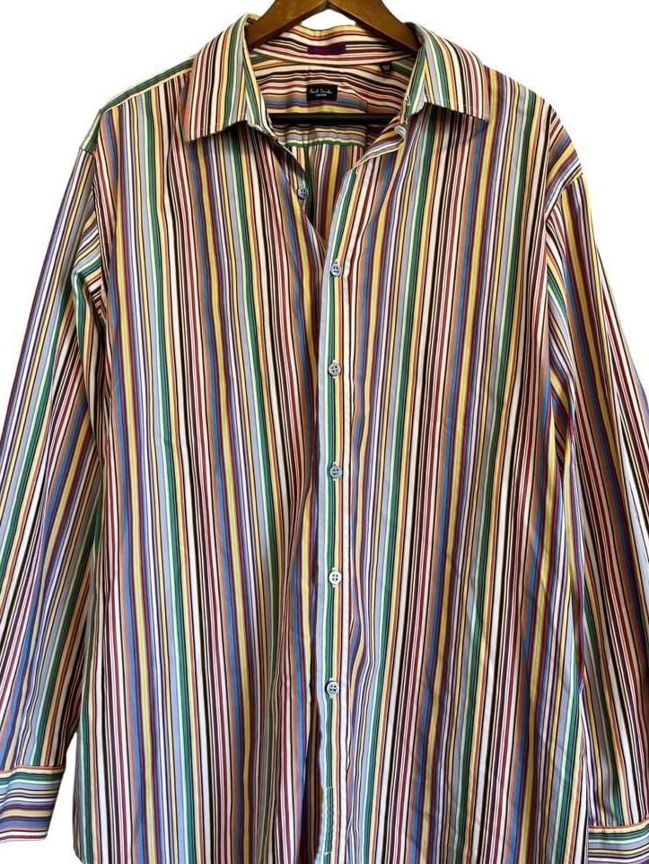 Paul Smith London Multi Stripe Long Sleeve Button Down Shirt Size 17 3