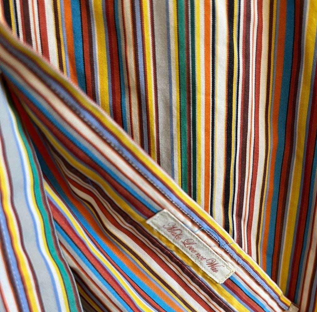 Paul Smith London Multi Stripe Long Sleeve Button Down Shirt Size 17 5