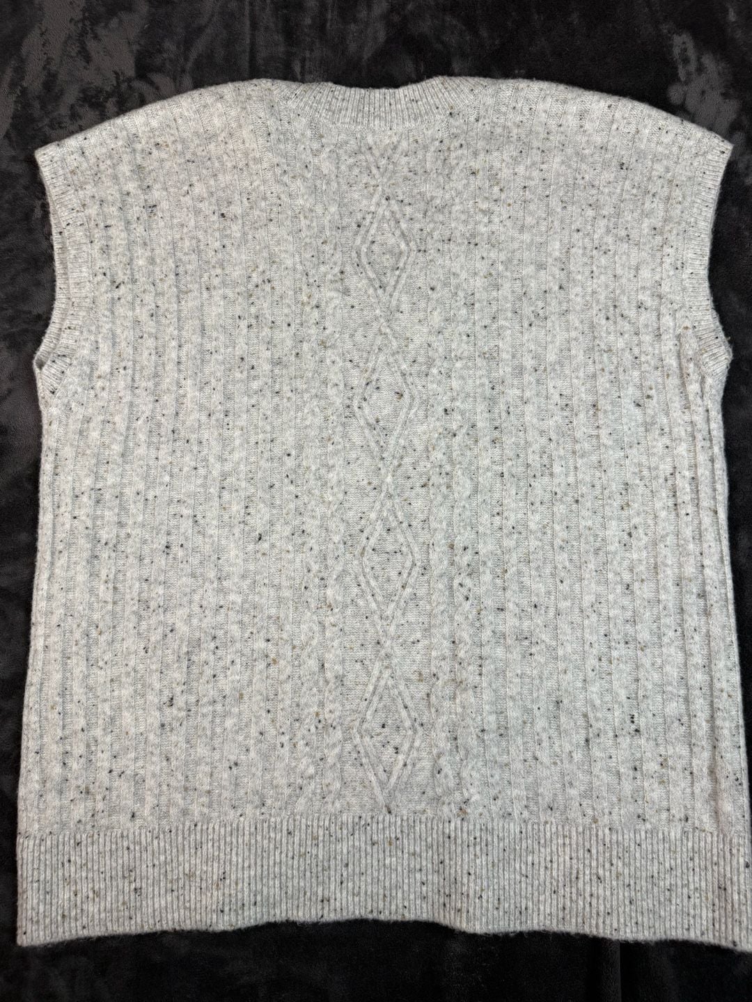 Women’s Universal Thread Sweater Vest Size L Gray Cable Knit V-Neck Marled#172 6