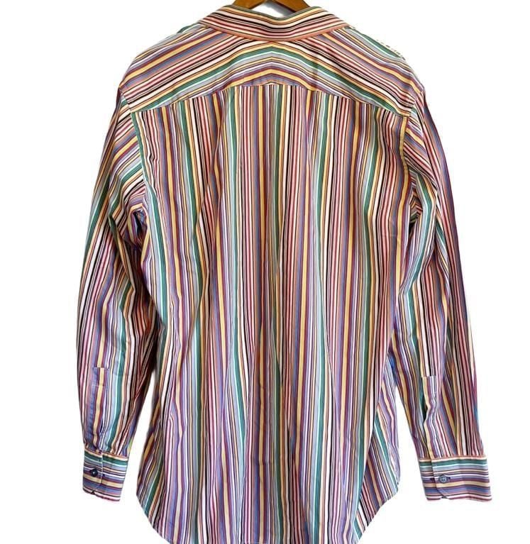 Paul Smith London Multi Stripe Long Sleeve Button Down Shirt Size 17 4