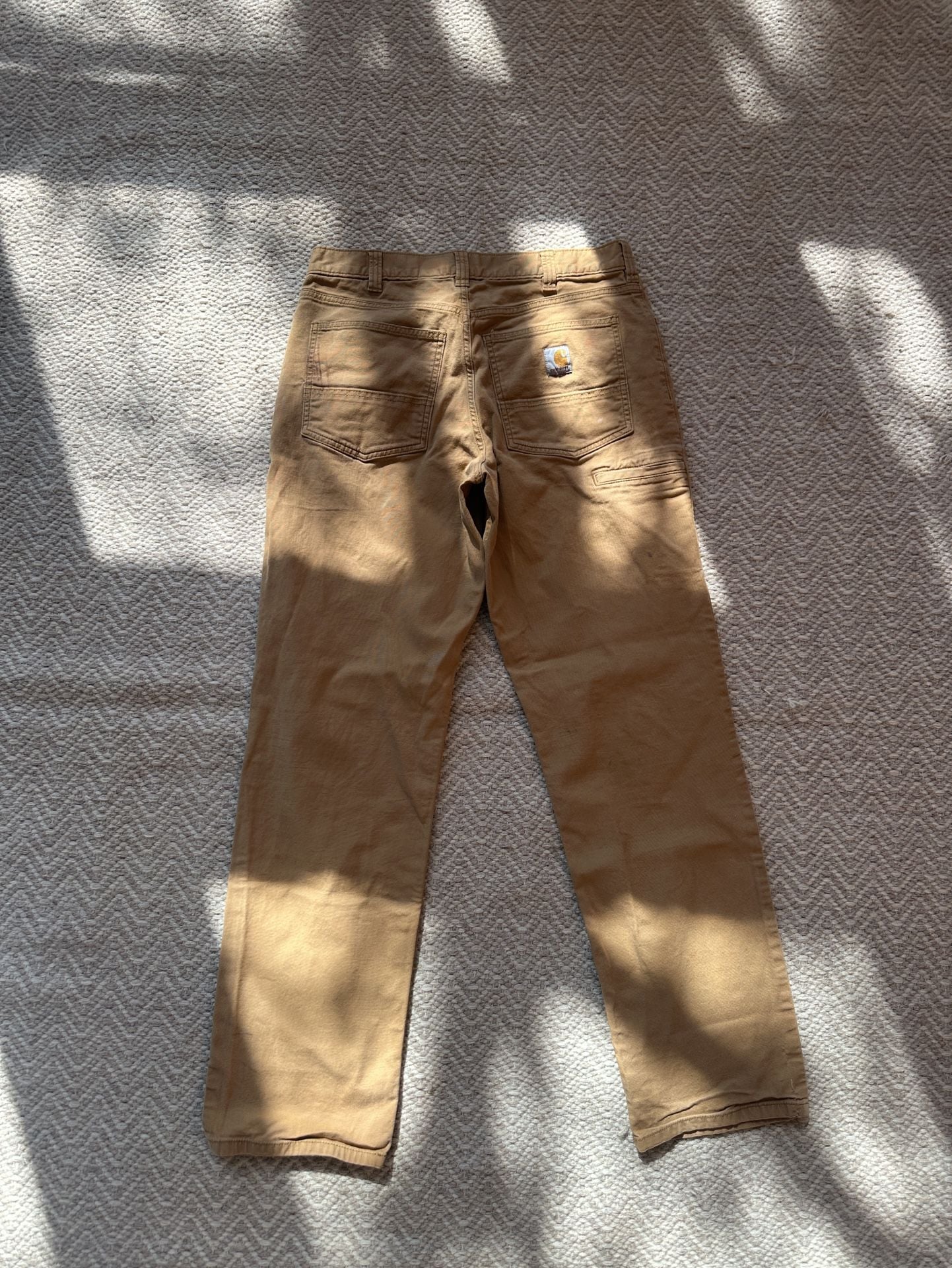 Carhartt Relaxed Fit Work Pants Size 33x34 Brown Paint Splatter Distress 9