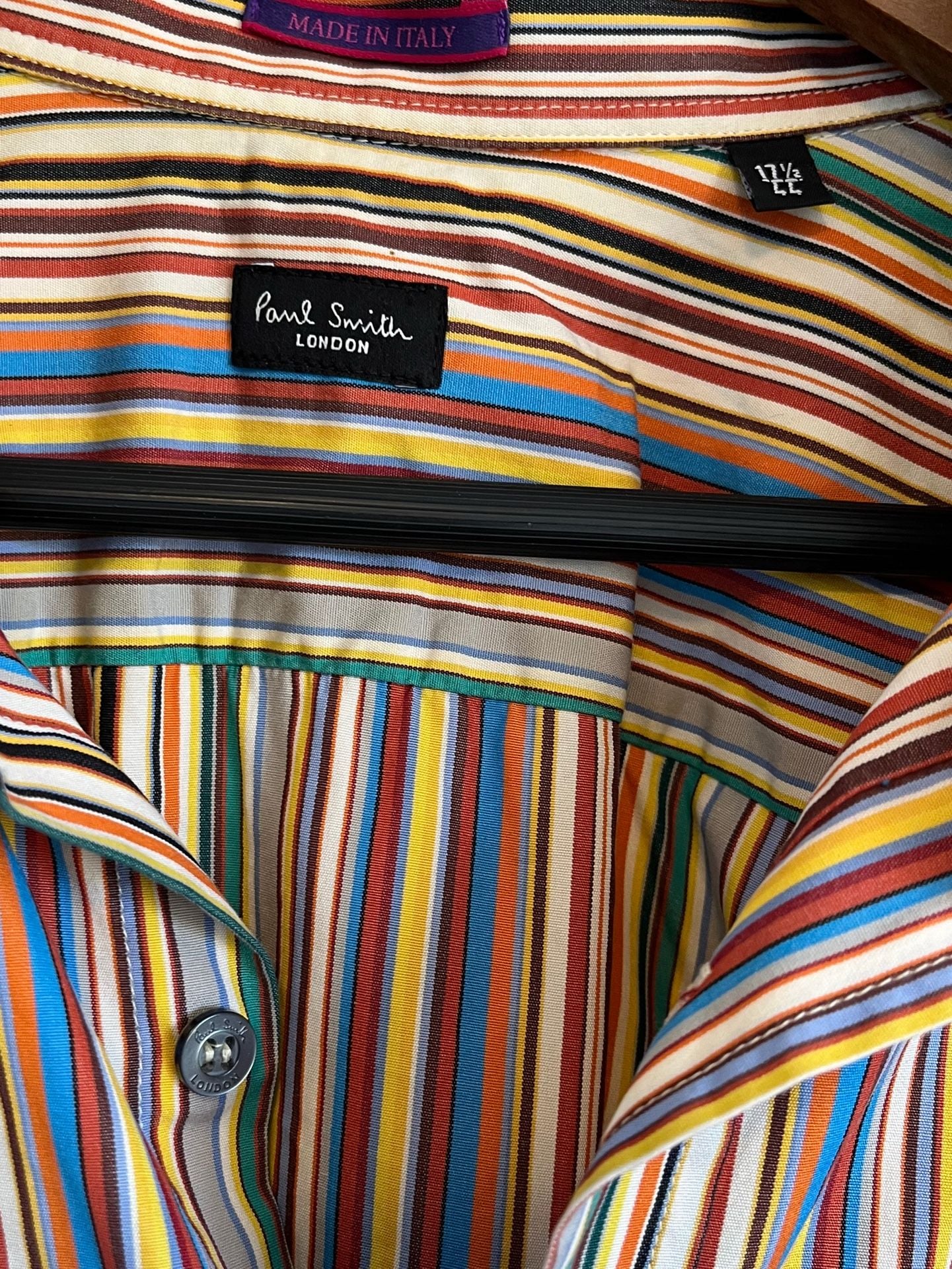 Paul Smith London Multi Stripe Long Sleeve Button Down Shirt Size 17 7