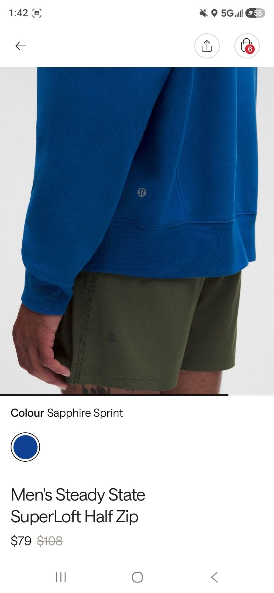 Lululemon Steady State SuperLoft Half Zip Sapphire Sprint XL 6
