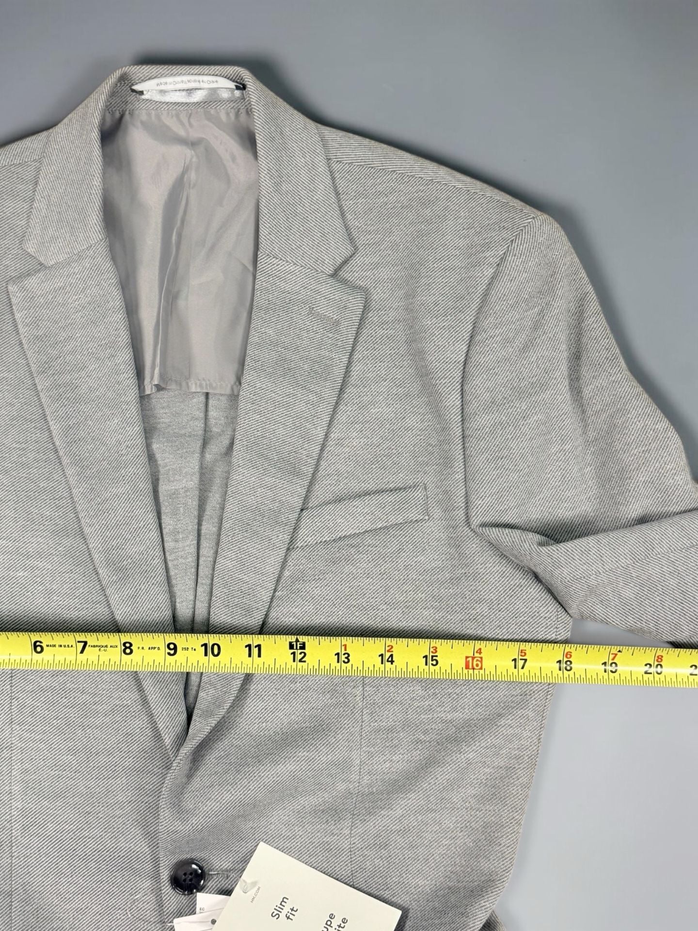 Men’s H&M Slim Fit Single Breasted Jacket Size 36R Gray Blazer 8