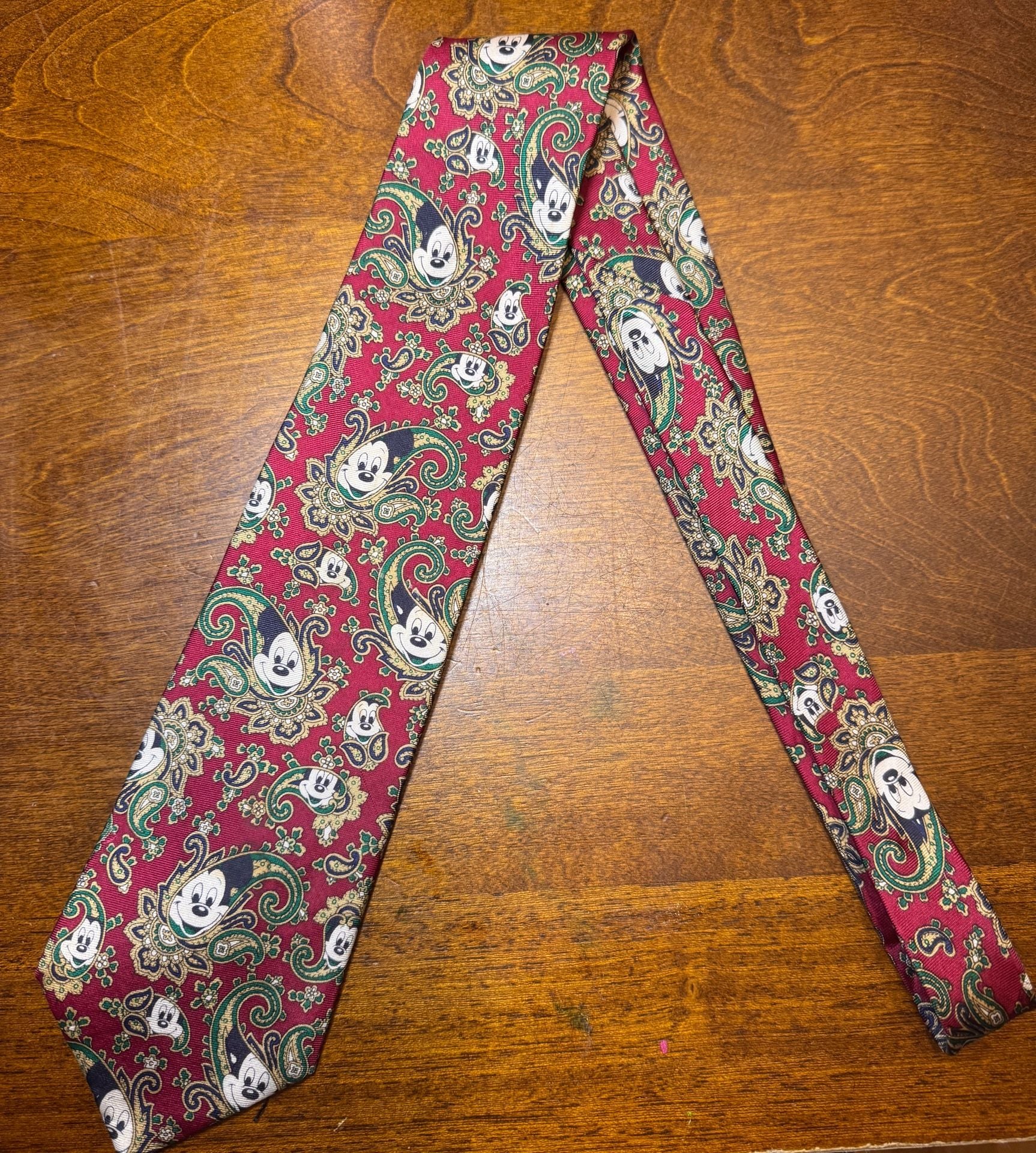 Vintage Disney Mickey Mouse Silk Tie Balancine The Tie Works Paisley USA Made 1