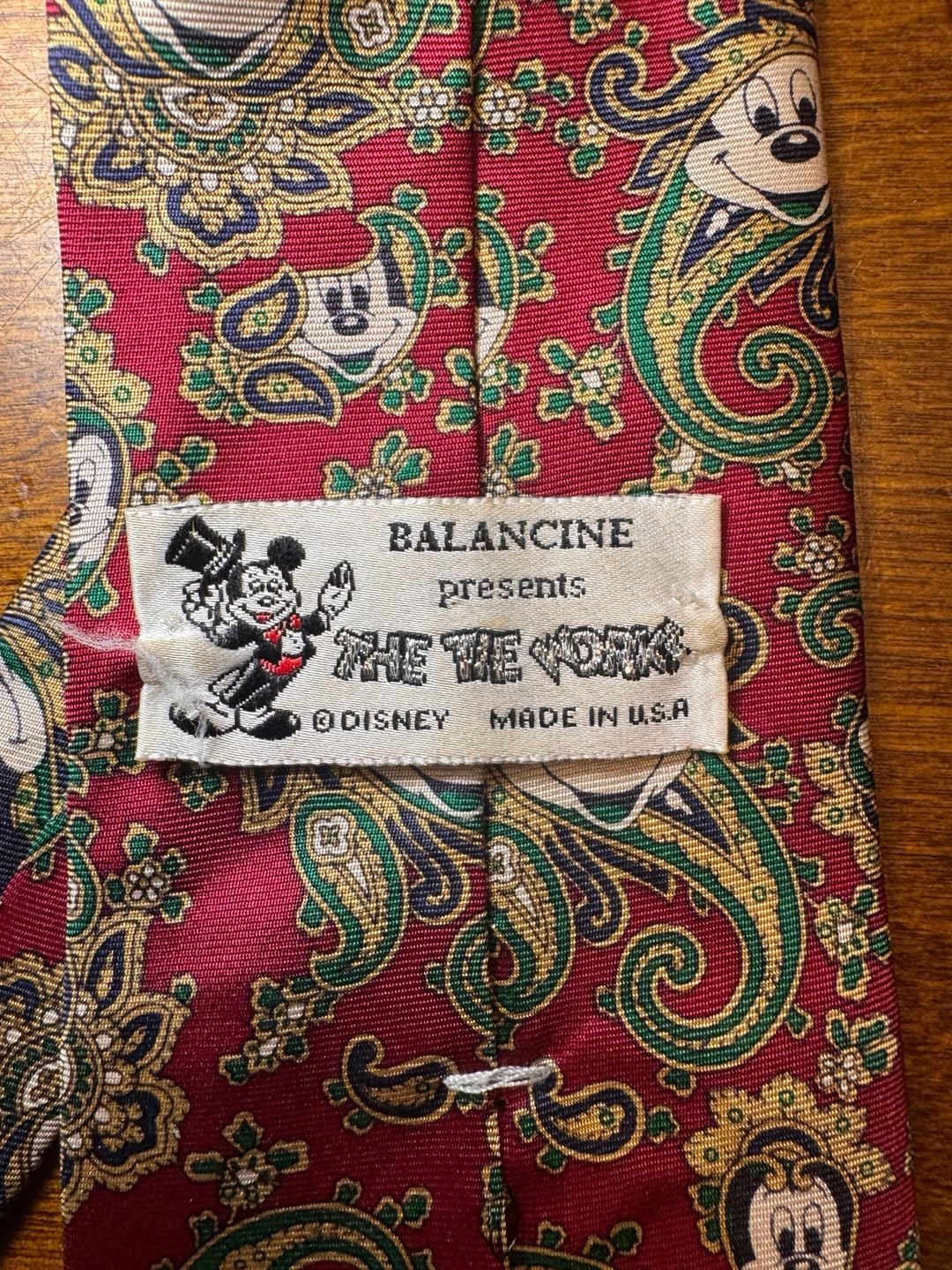Vintage Disney Mickey Mouse Silk Tie Balancine The Tie Works Paisley USA Made 2